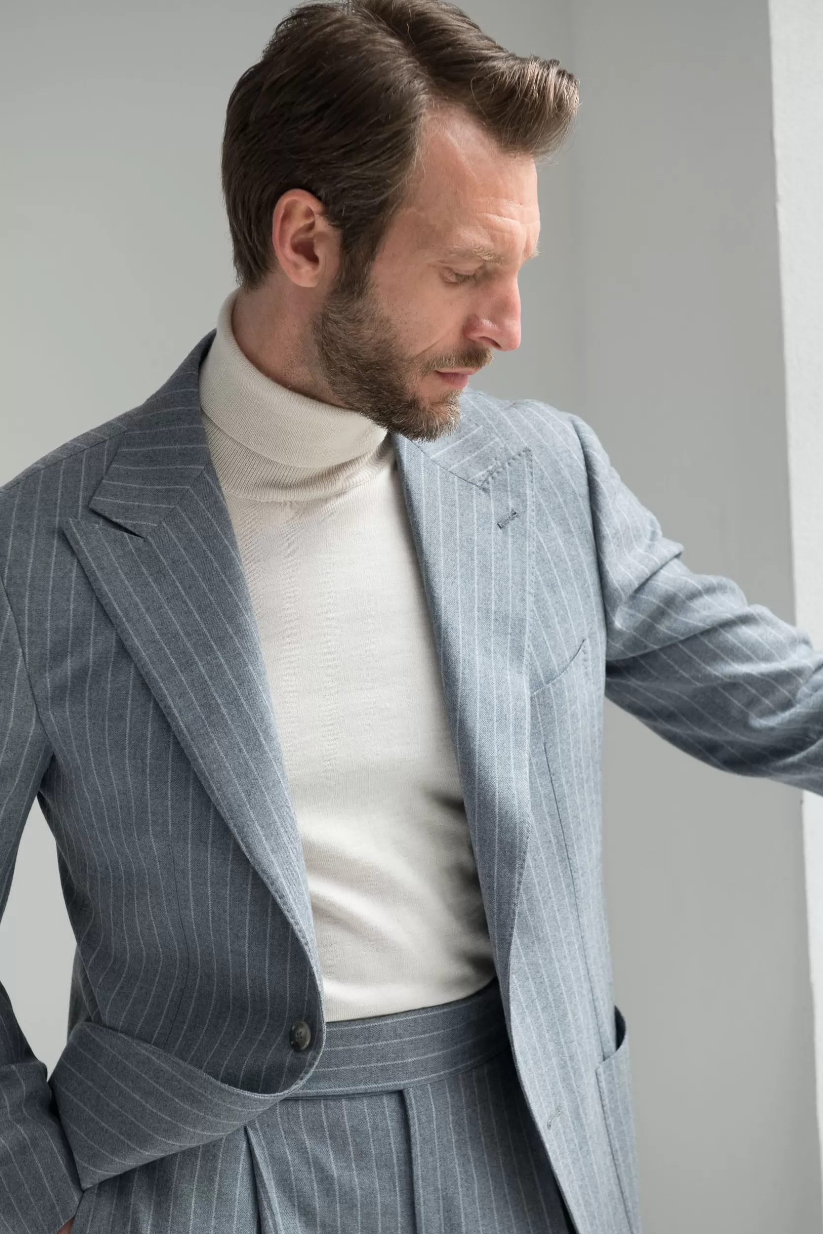 Shop Pini Parma Abito 130'S A Righe Blu Polvere - Made In Italy