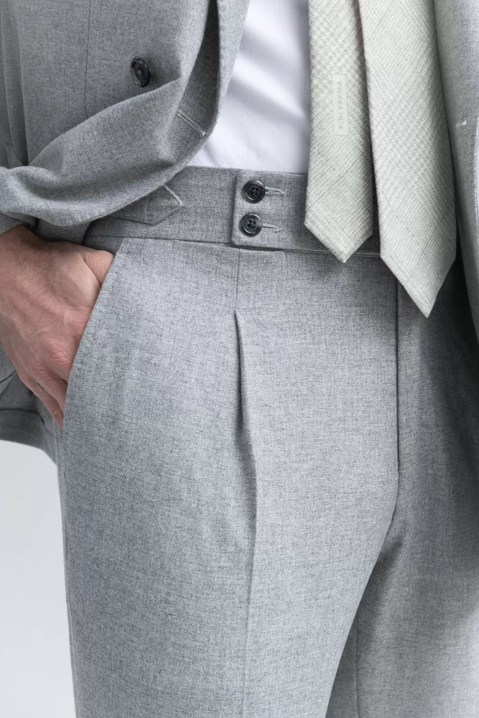 Sale Pini Parma Abito Doppiopetto Grigio In Lana E Cashmere - Made In Italy