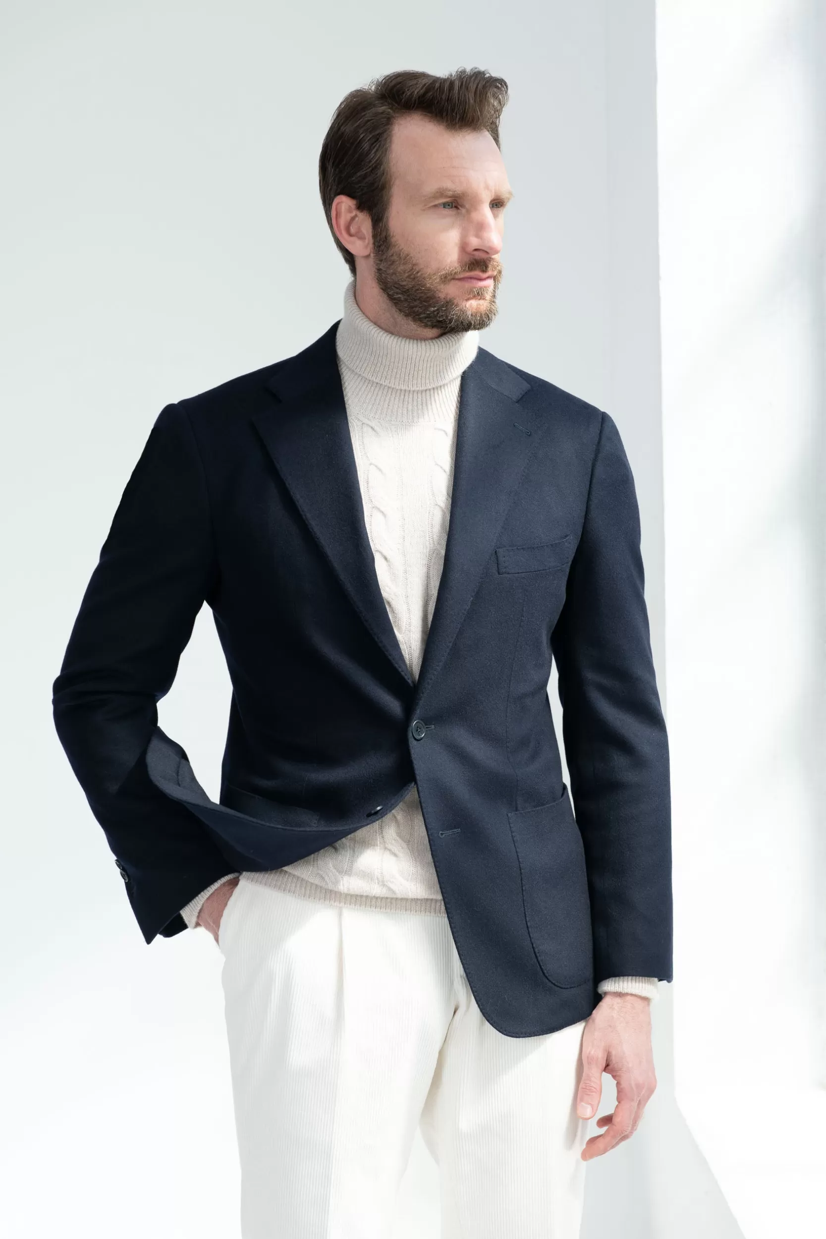 Fashion Pini Parma Blazer Blu In Cashmere Loro Piana - Made In Italy
