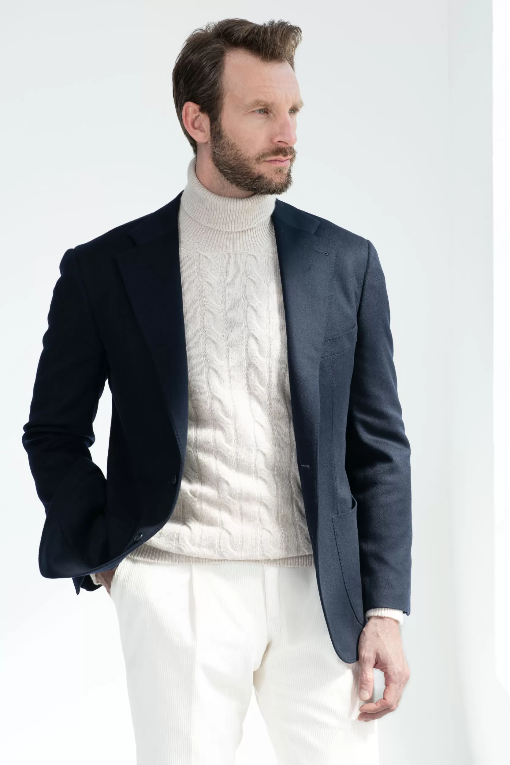 Fashion Pini Parma Blazer Blu In Cashmere Loro Piana - Made In Italy