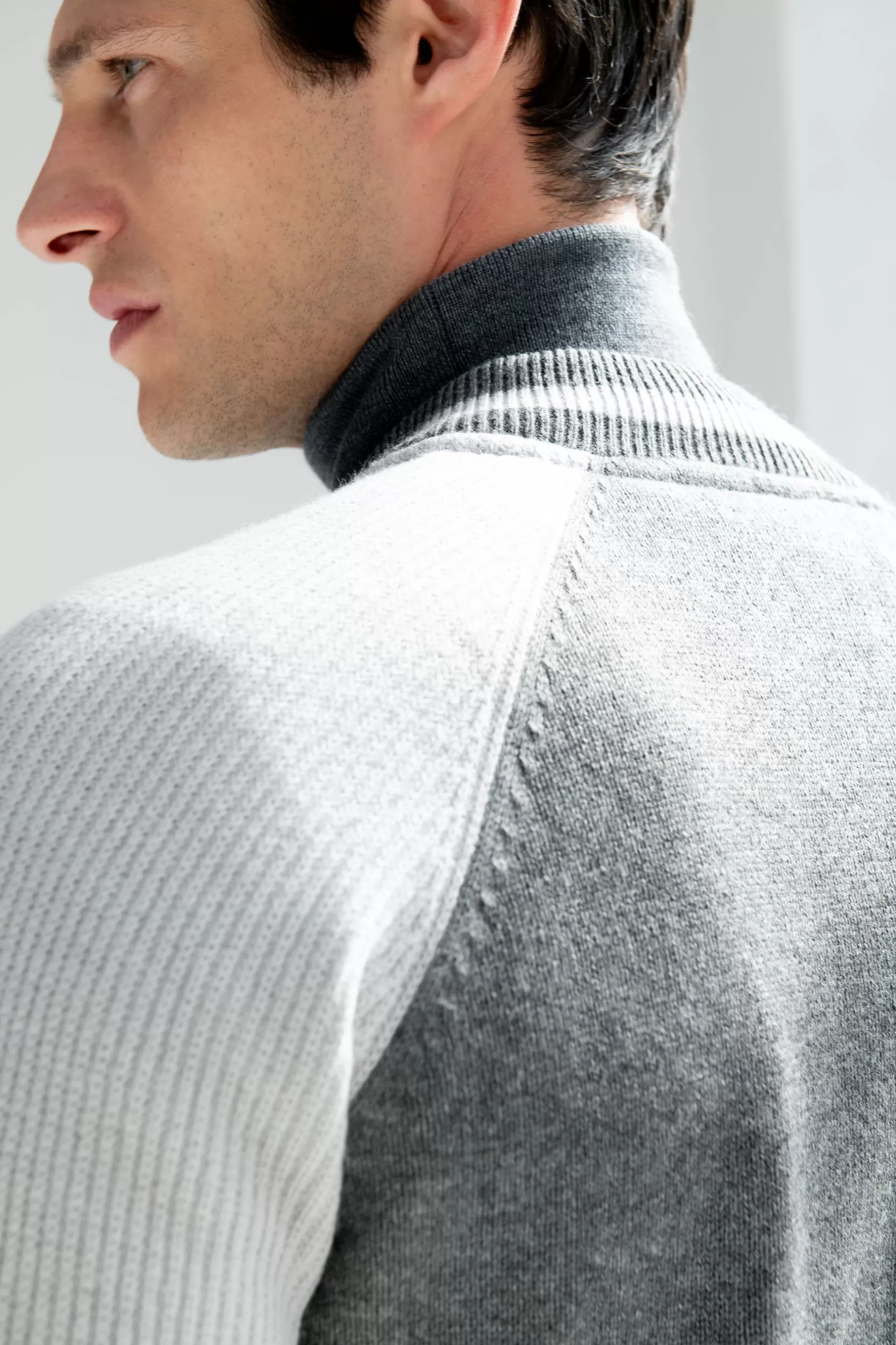 Store Pini Parma Bomber College Lavorato A Maglia - Made In Italy Grigio