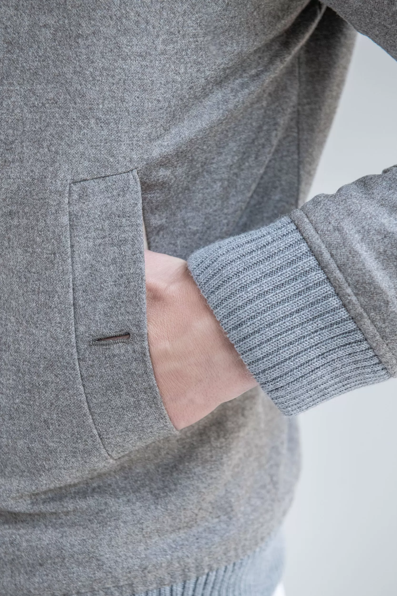 Sale Pini Parma Bomber Imbottito Color Tortora In Lana E Cashmere Loro Piana – Made In Italy