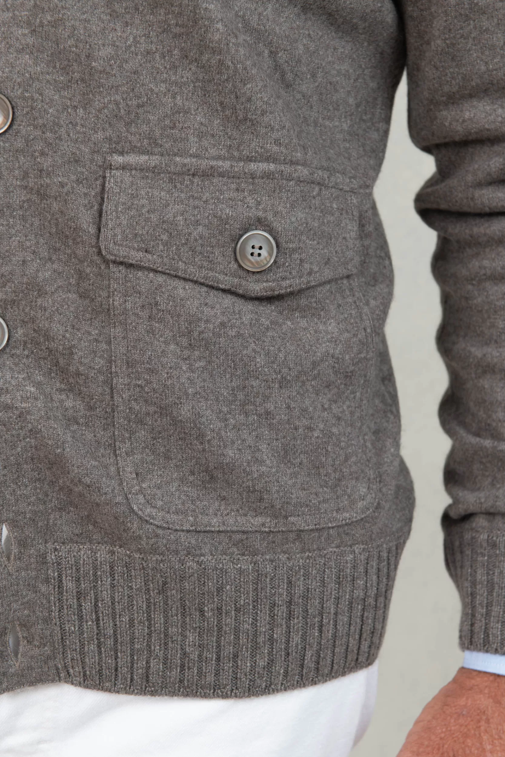 Store Pini Parma Bomber In Maglia Di Cashmere Color Tortora – Made In Italy Talpa