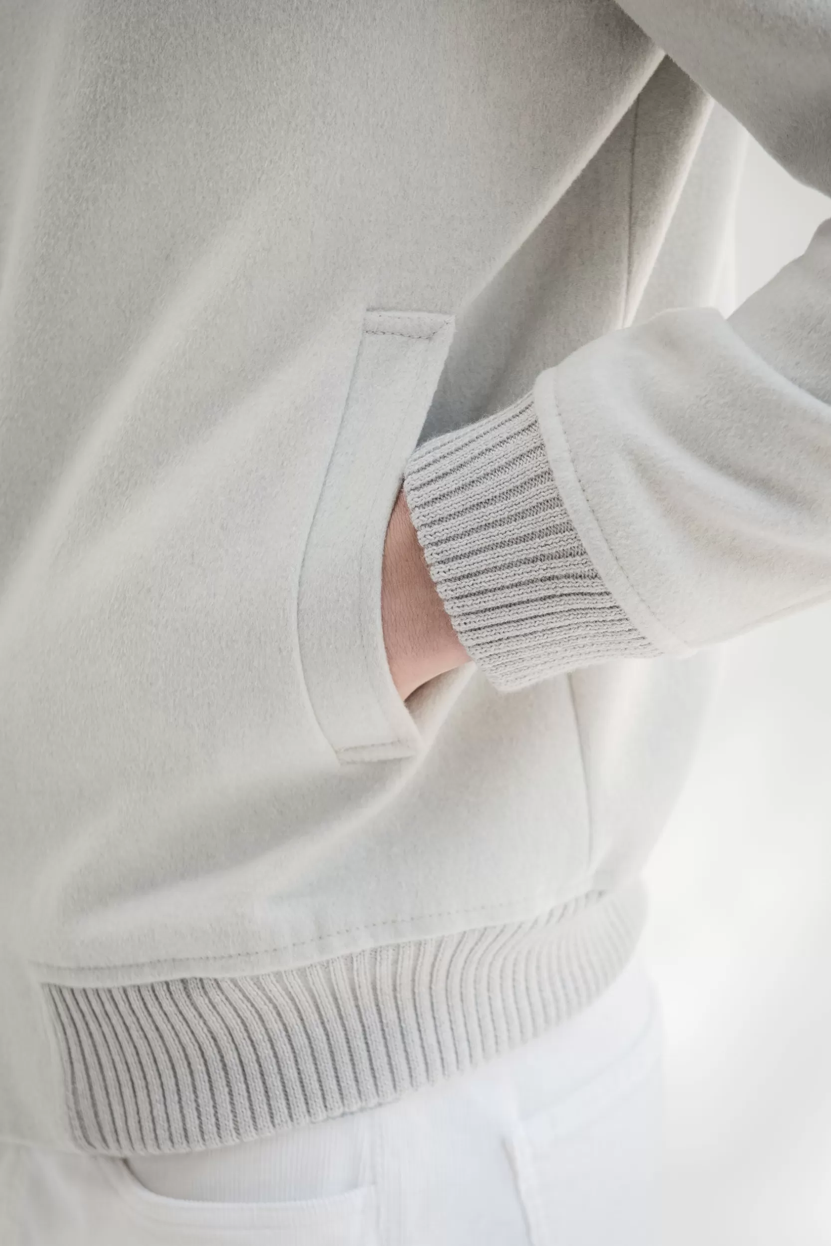 Hot Pini Parma Bomber Off-white Con Collo In Visone Removibile – Made In Italy Bianco