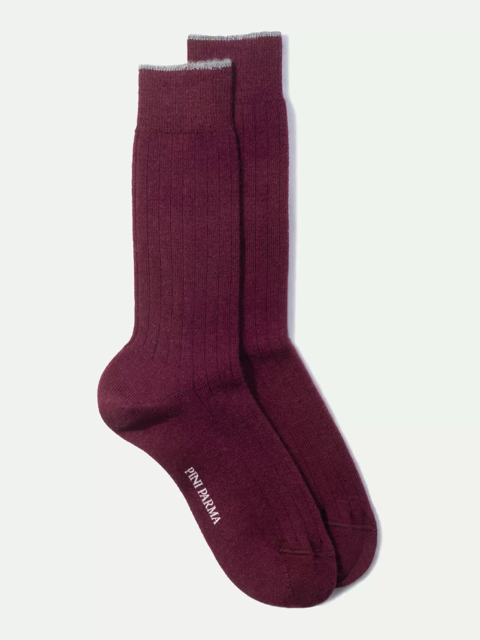 New Pini Parma Bordeaux - Calzini Corti In Lana Super Resistente - Made In Italy Borgogna