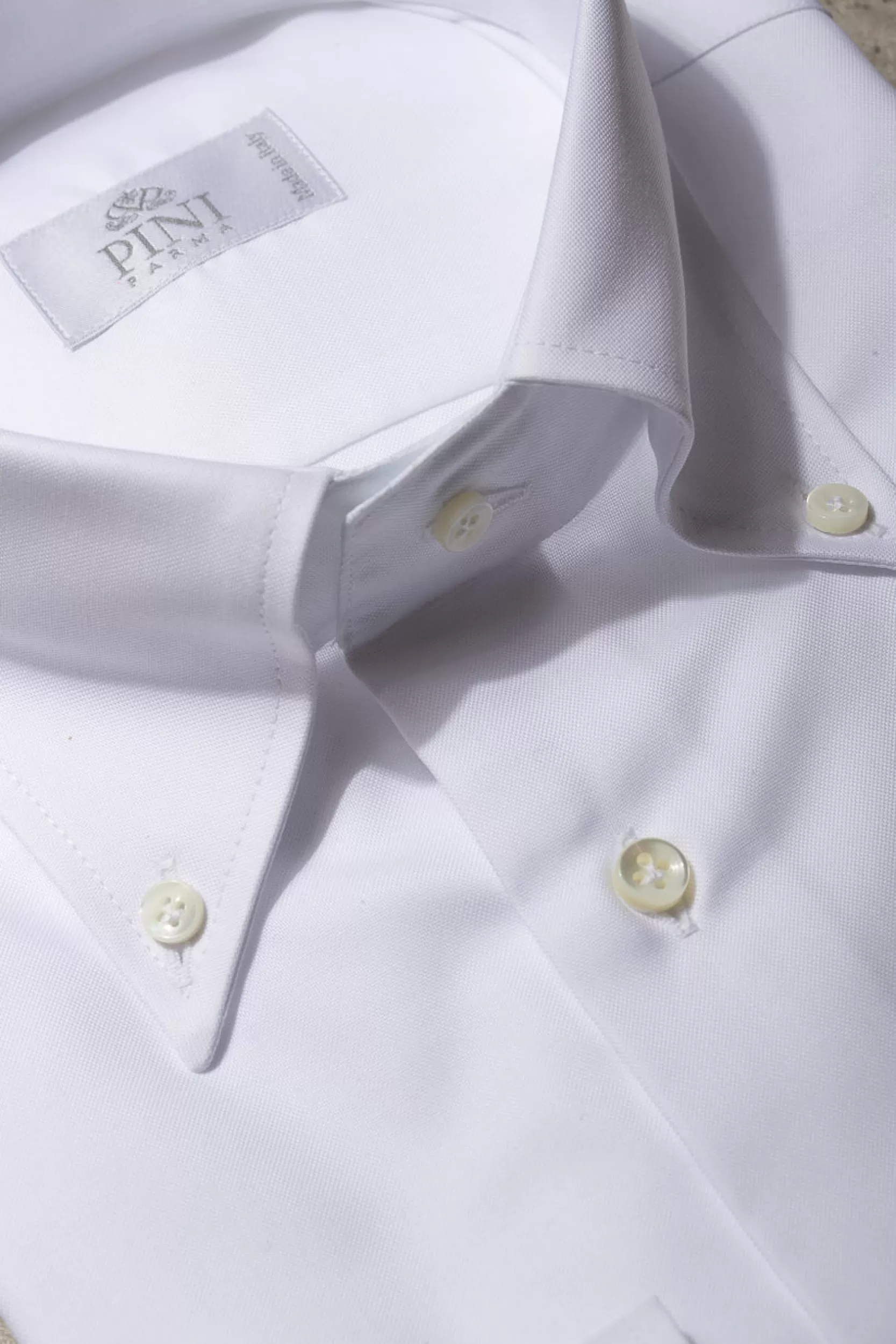 New Pini Parma Camicia Bianca Button Down “collezione Sartoriale”- Made In Italy Bianco
