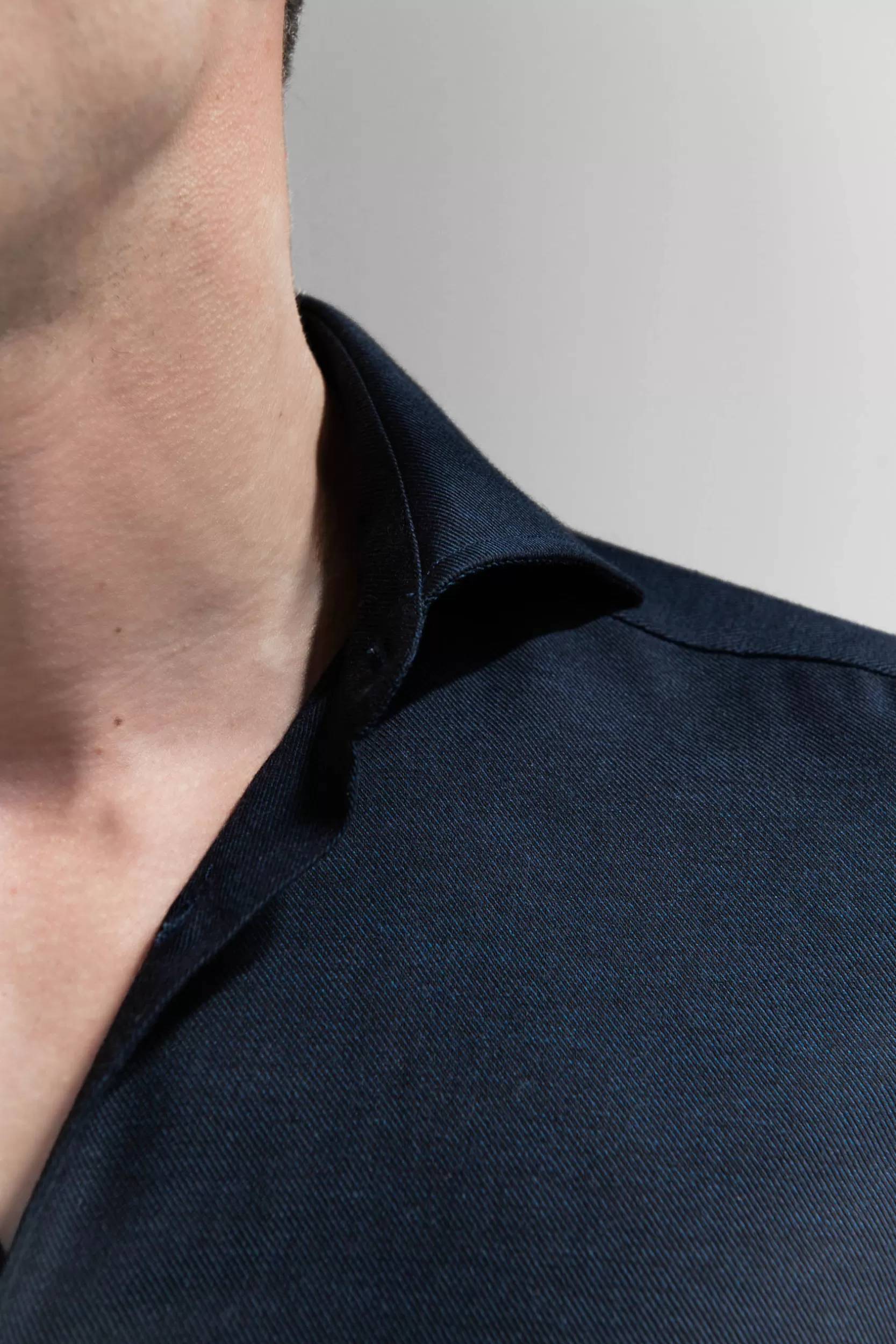 Store Pini Parma Camicia In Cashmere E Cotone - Made In Italy Blu