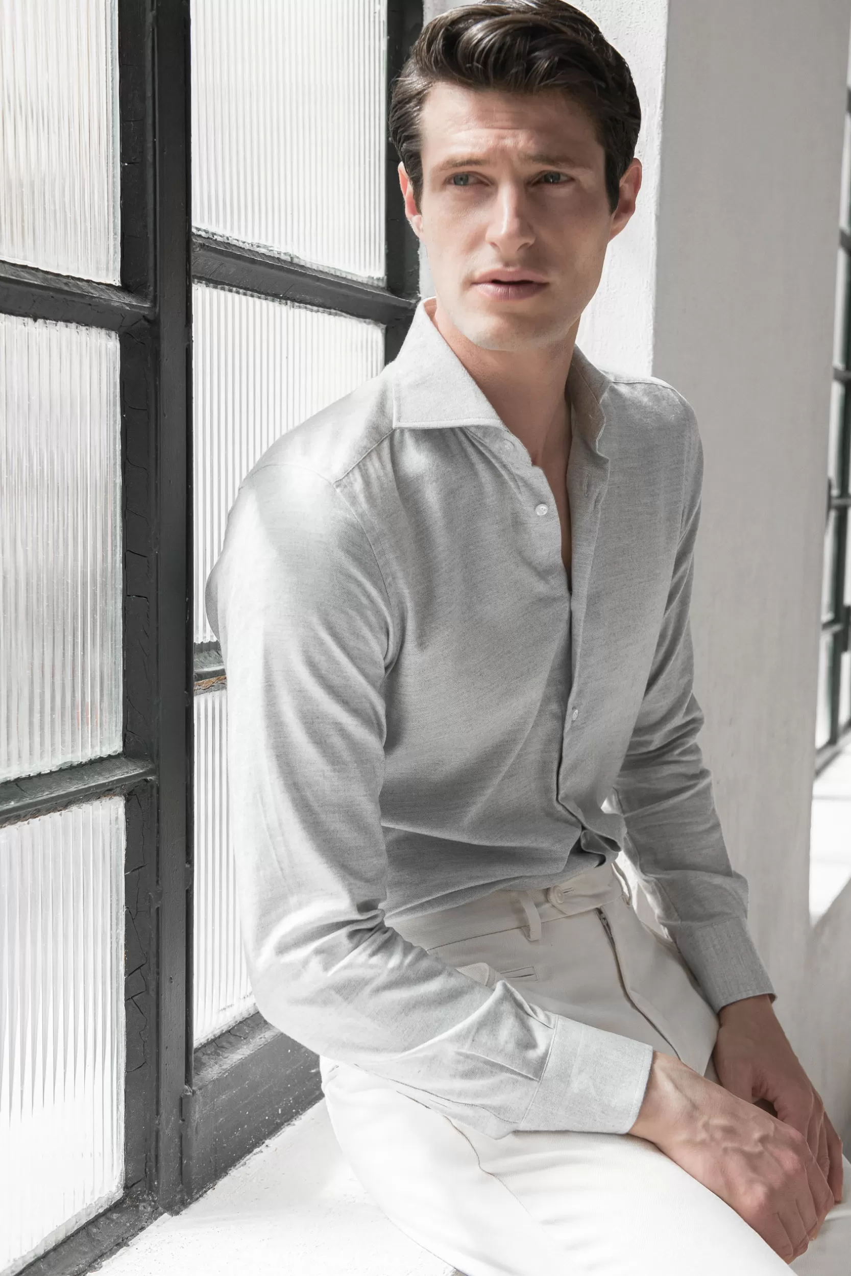 Best Pini Parma Camicia Grigia Dal Tocco Caldo - Made In Italy Grigio chiaro