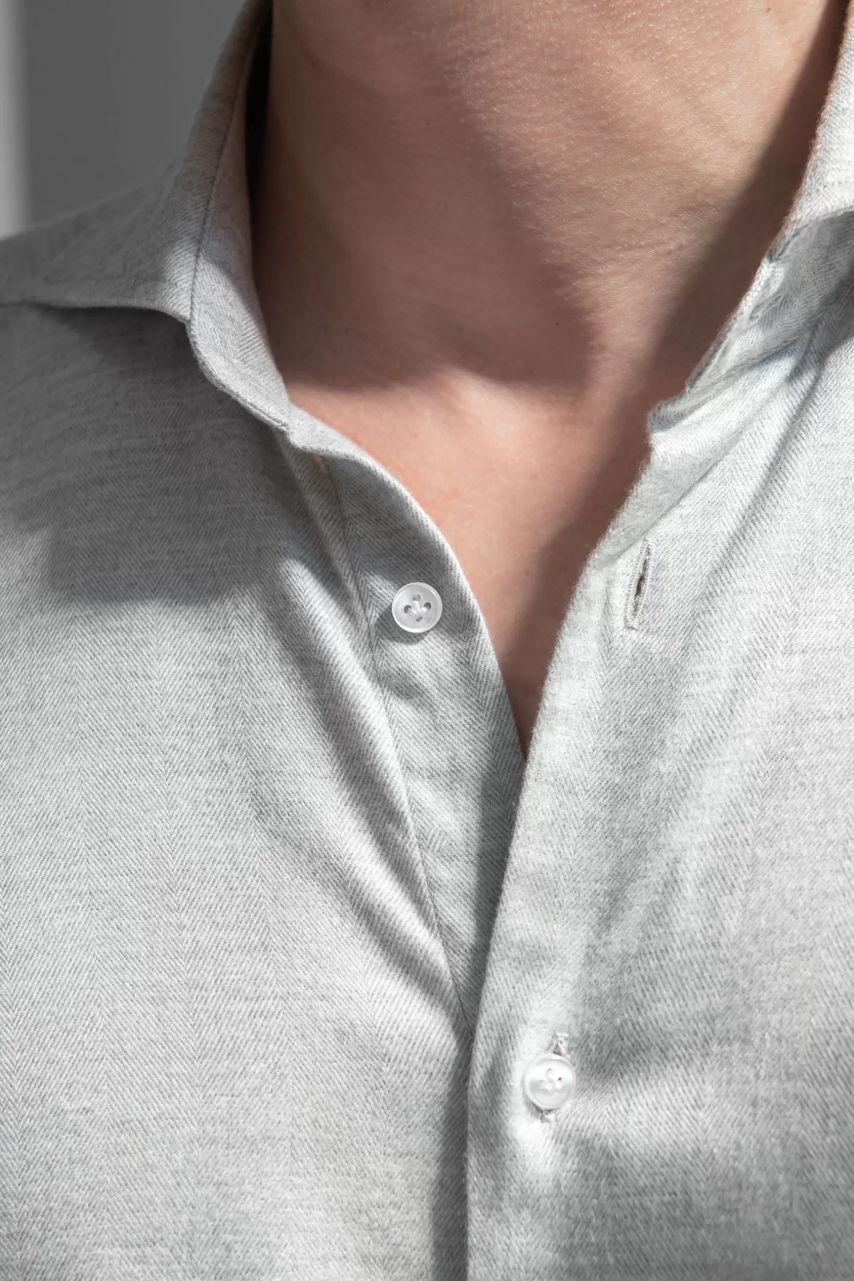 Online Pini Parma Camicia In Cotone Spigato E Tencel™ - Made In Italy Grigio chiaro