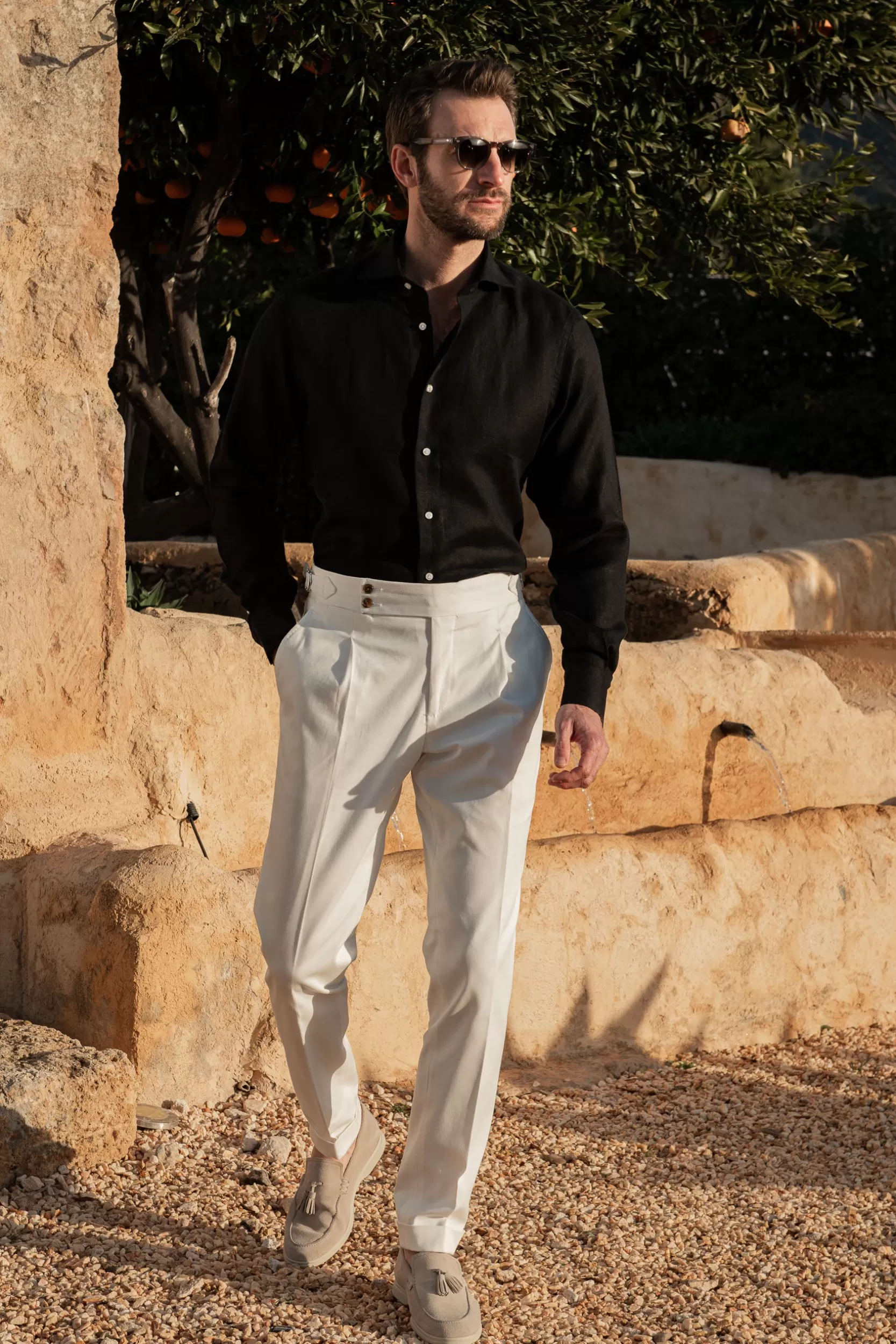 Sale Pini Parma Camicia In Lino - Made In Italy Nero
