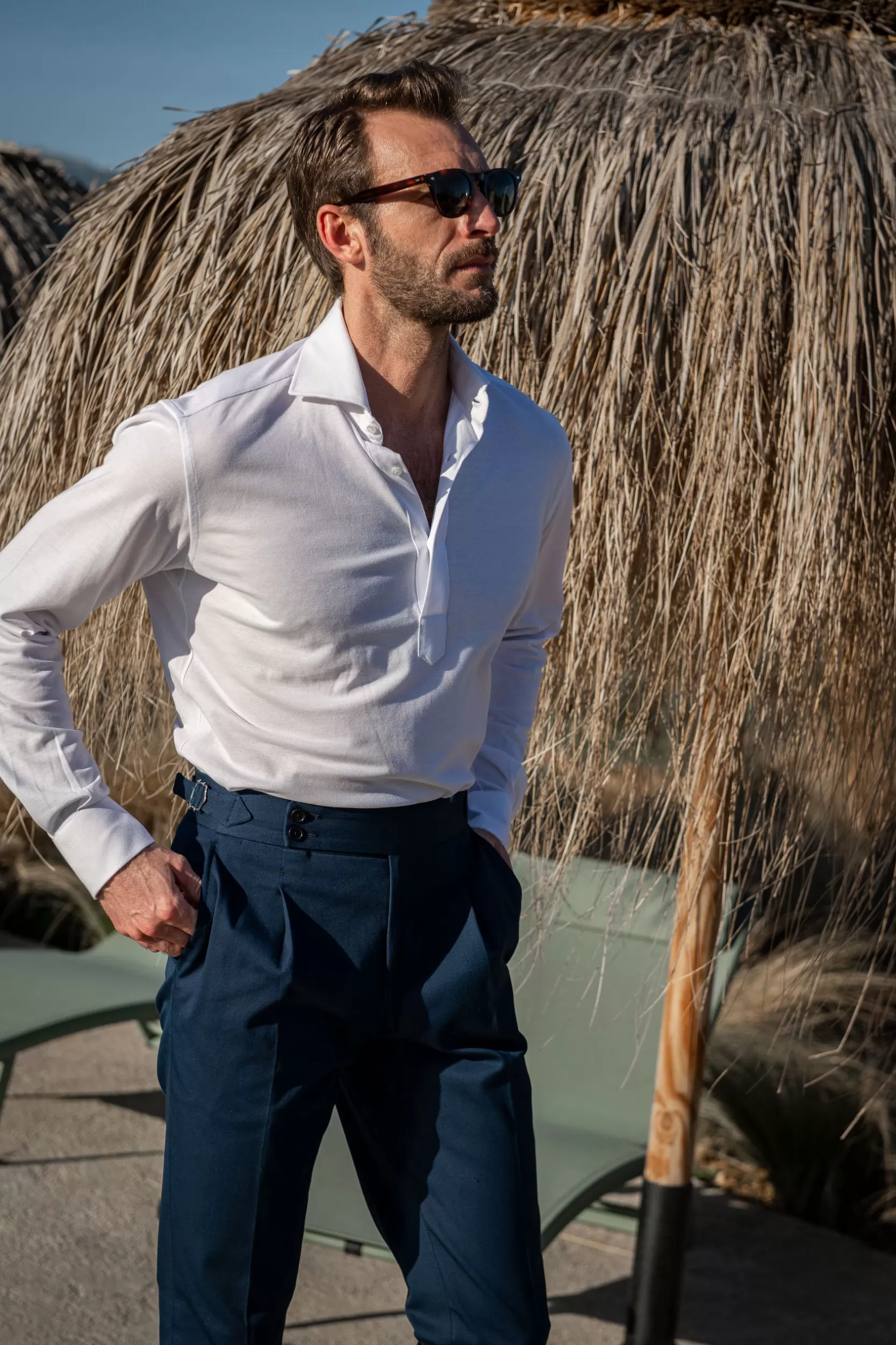 Discount Pini Parma Camicia Popover In Jersey - Made In Italy Bianco