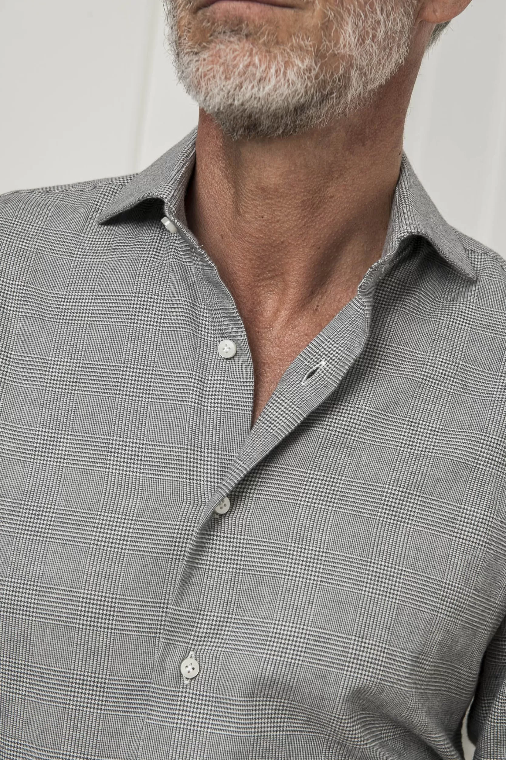 Sale Pini Parma Camicia Principe Di Galles Grigia - Made In Italy