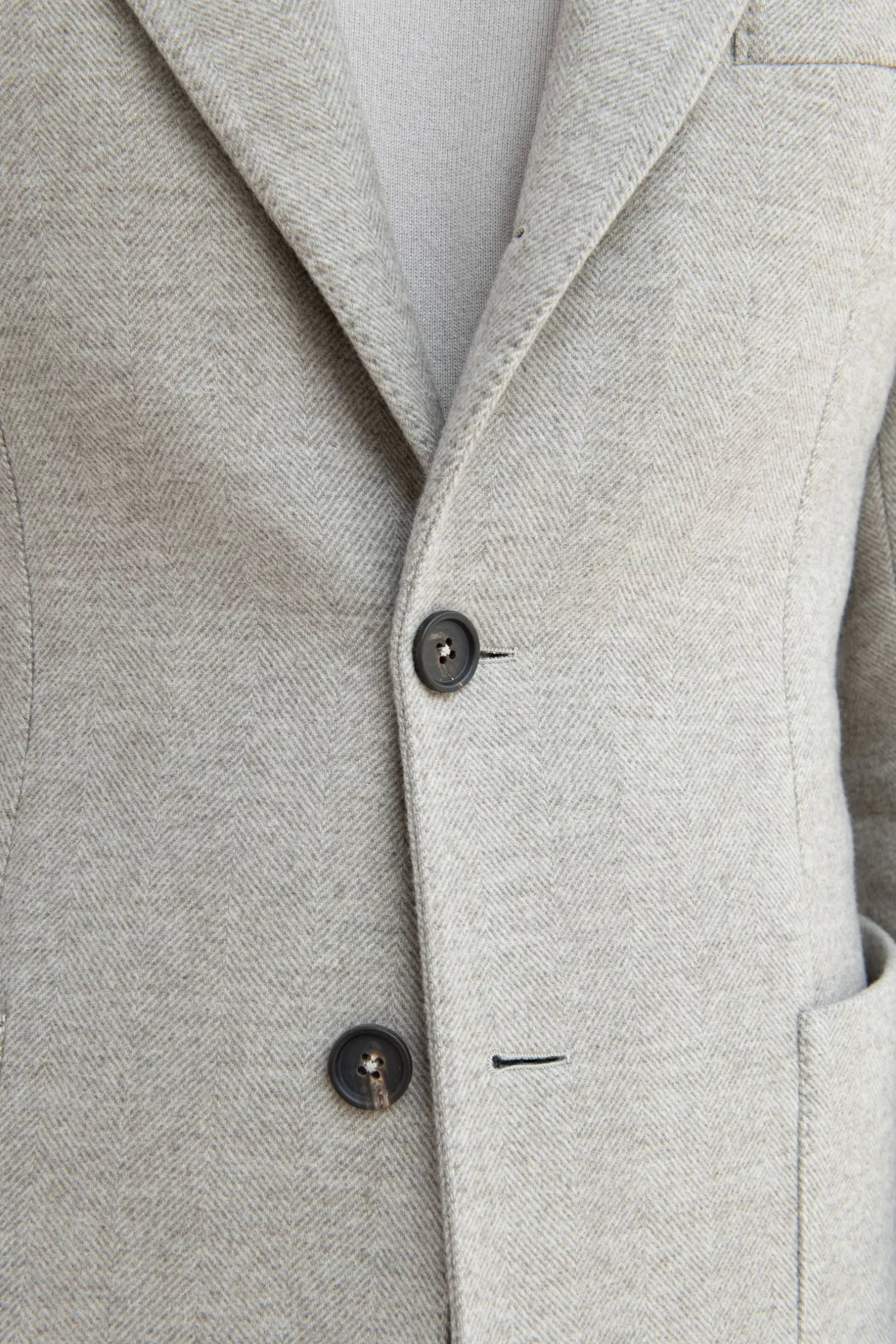 Clearance Pini Parma Cappotto Beige A Spina Di Pesce Con Revers A Lancia – Made In Italy