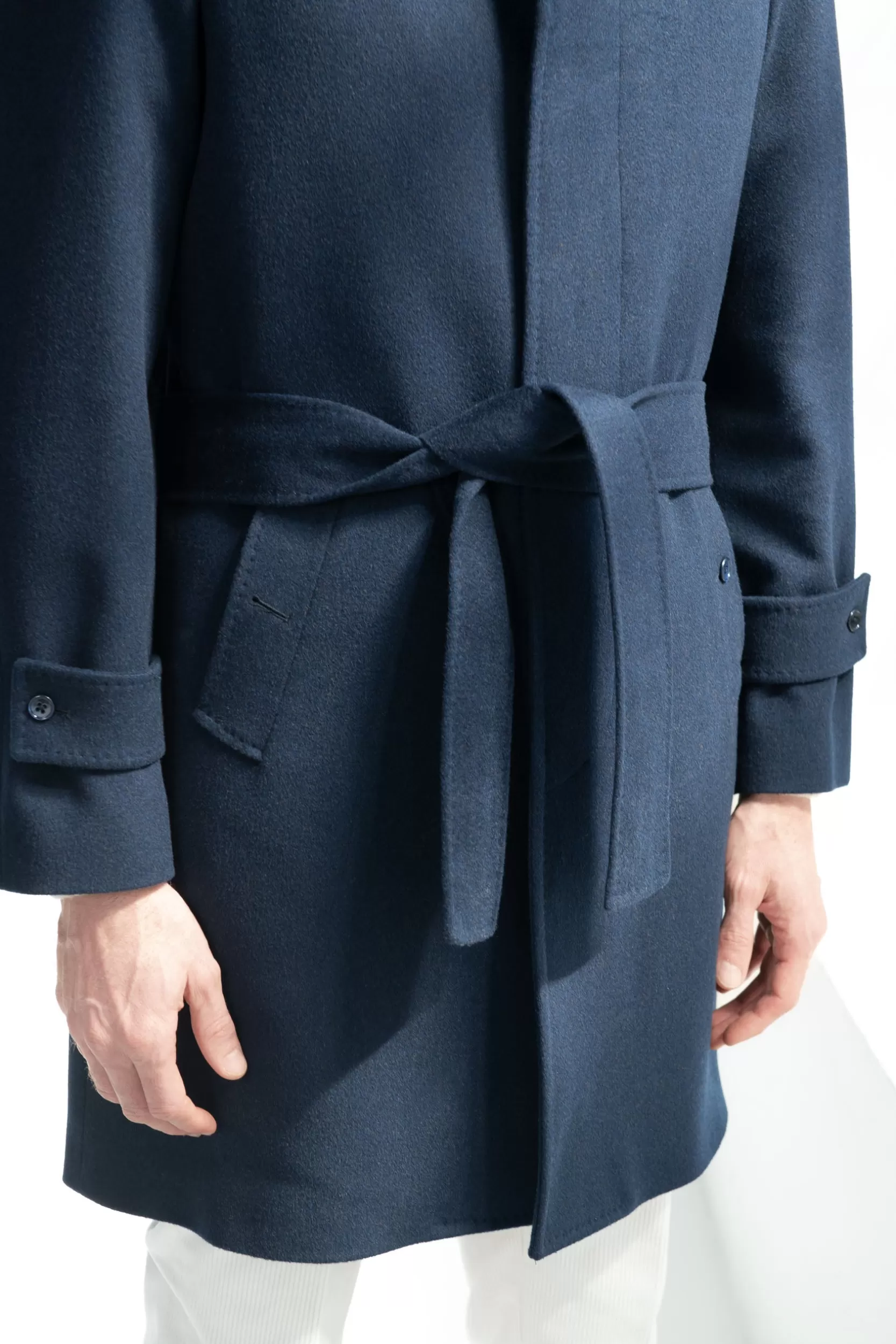 Store Pini Parma Cappotto Raglan In Lana Loro Piana – Made In Italy Blu