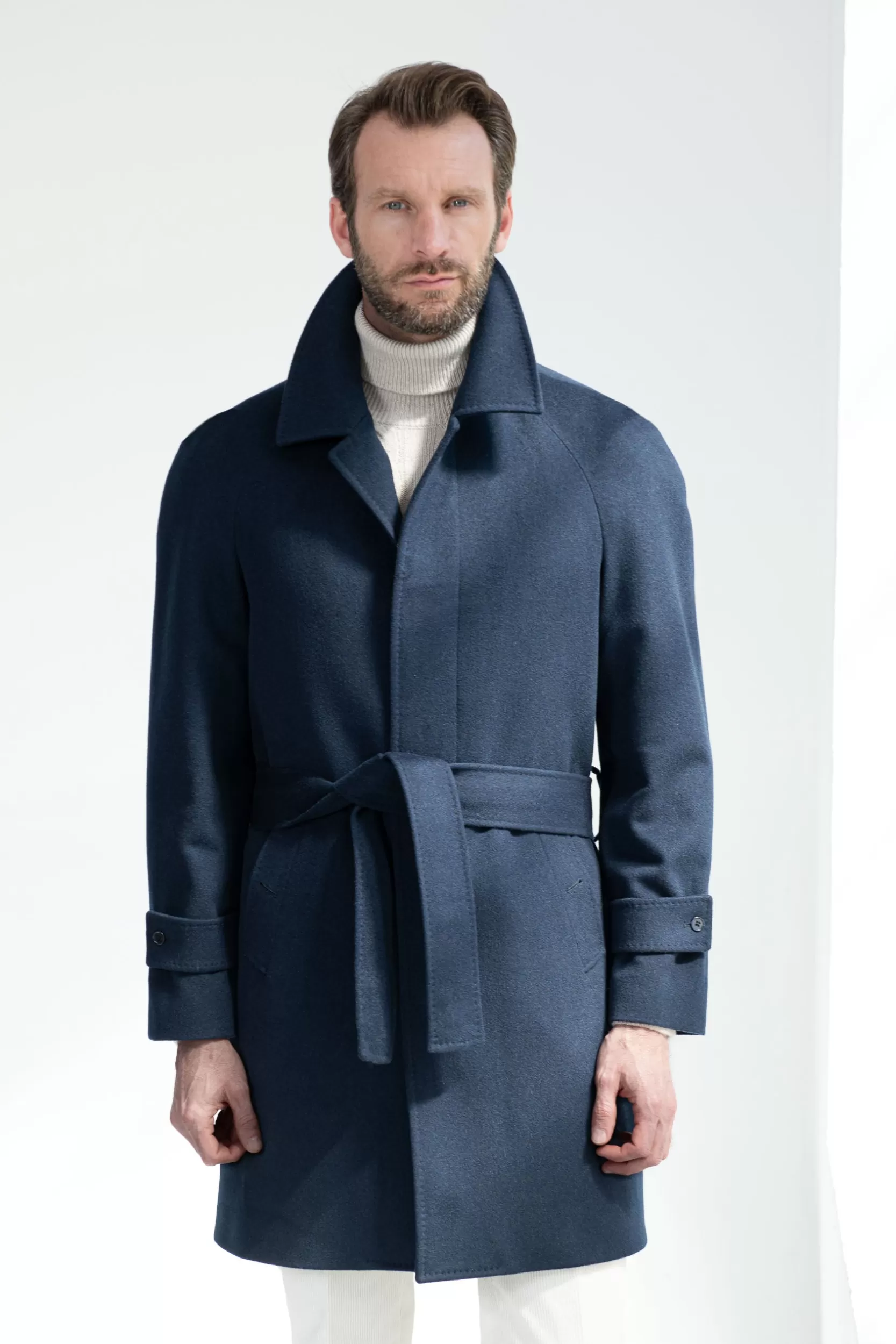 Store Pini Parma Cappotto Raglan In Lana Loro Piana – Made In Italy Blu