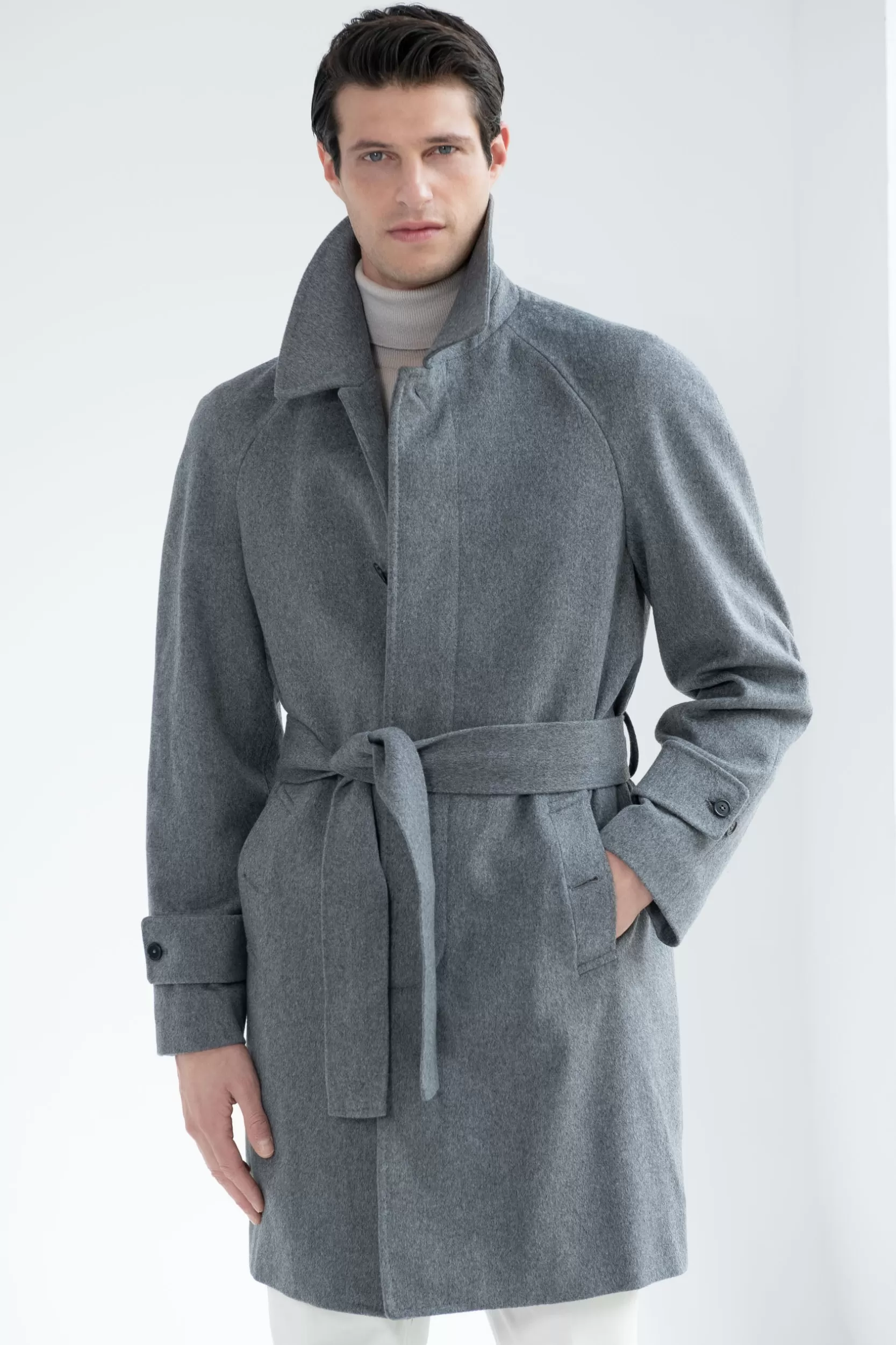 Outlet Pini Parma Cappotto Raglan In Lana Loro Piana – Made In Italy Grigio