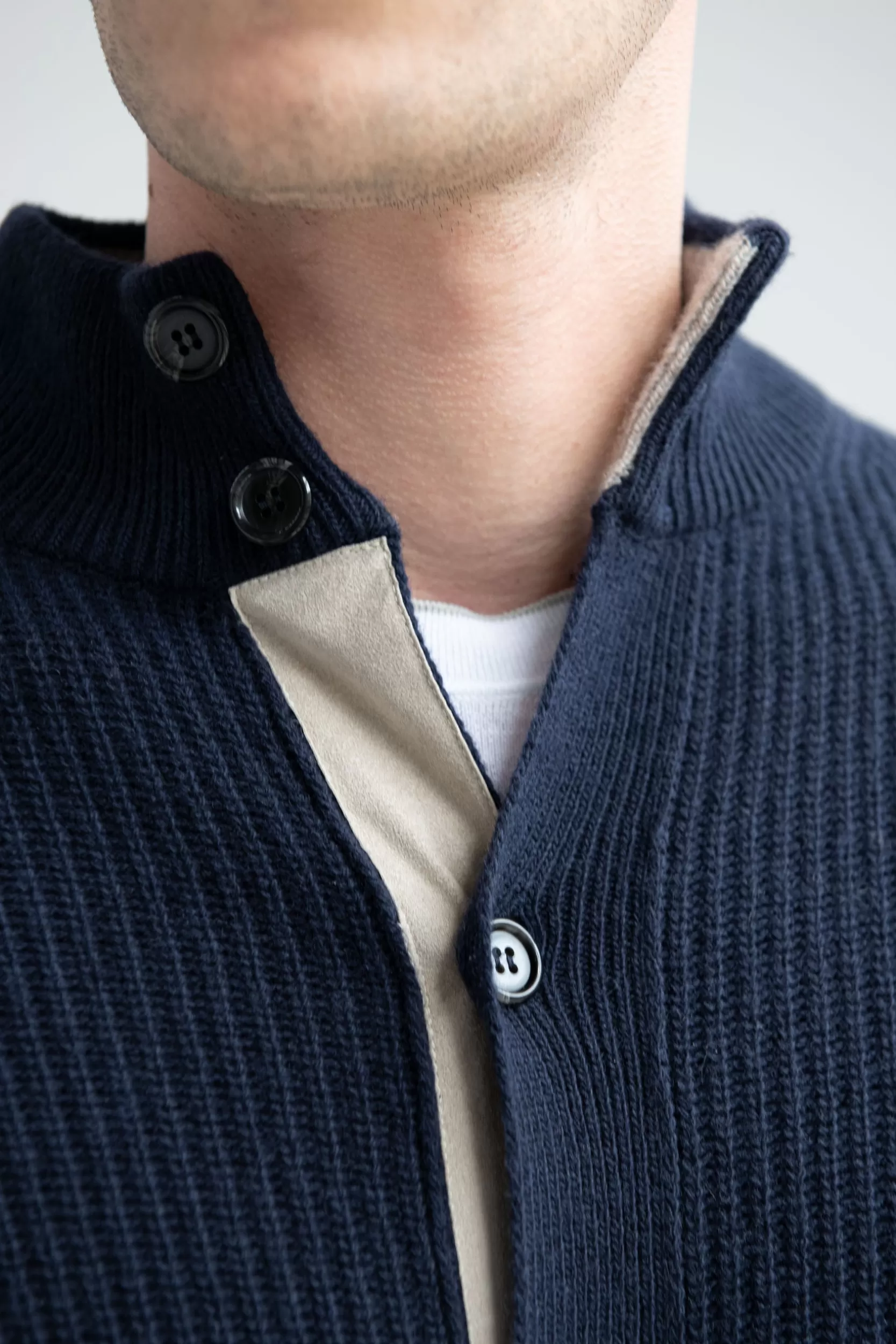 Cheap Pini Parma Cardigan Blu In Misto Cashmere A Coste – Made In Italy
