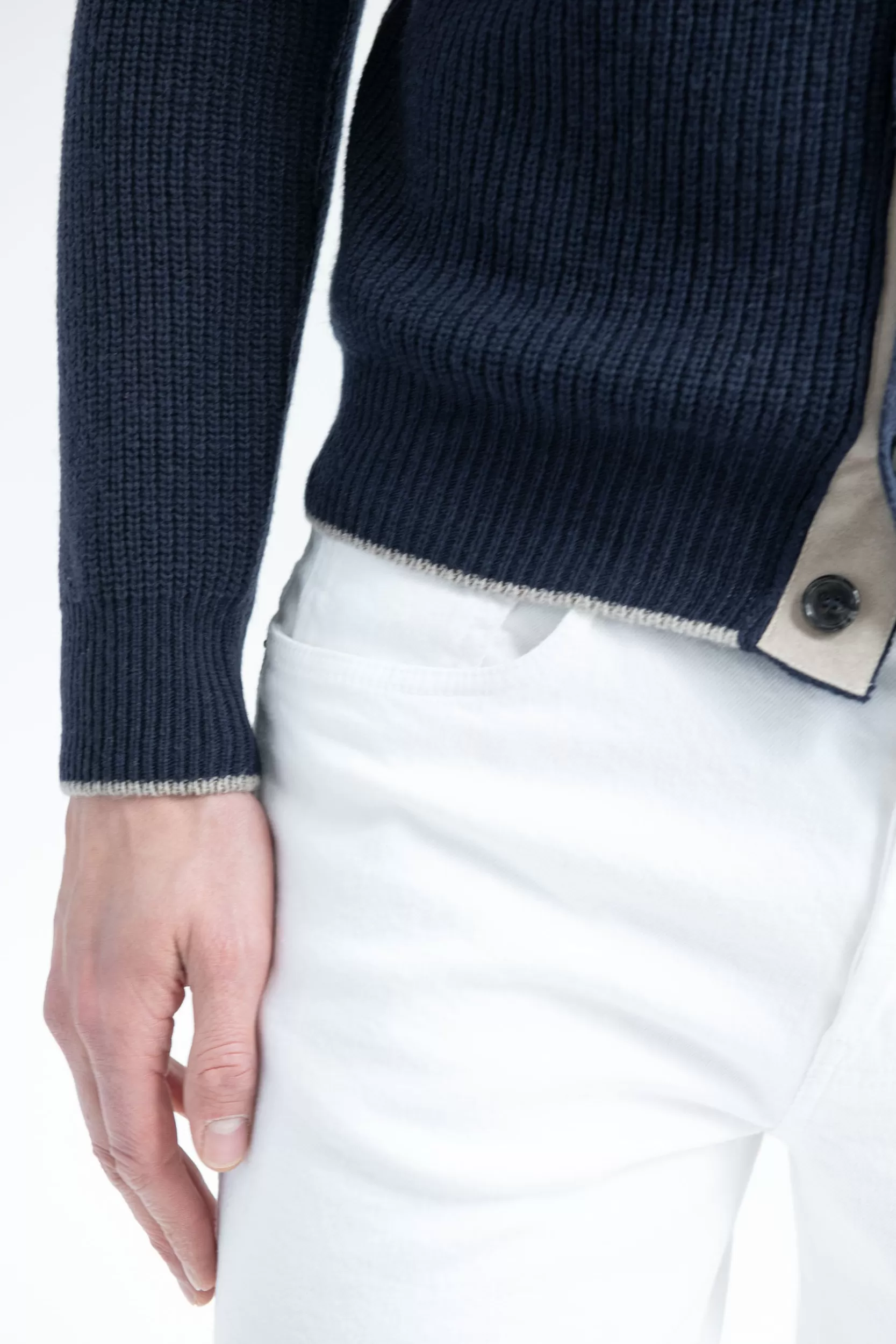 Cheap Pini Parma Cardigan Blu In Misto Cashmere A Coste – Made In Italy