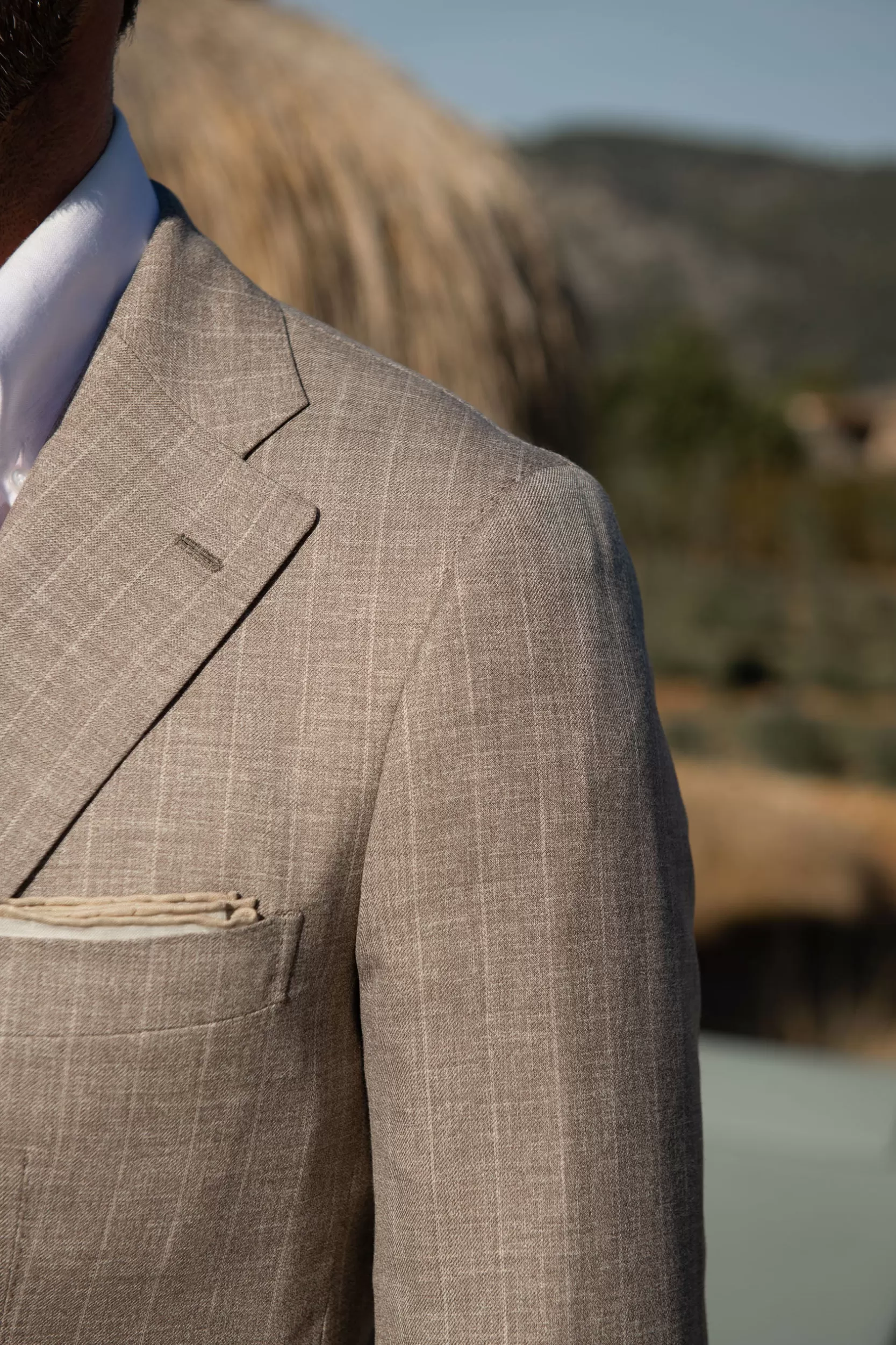 New Pini Parma Completo A Righe Beige - Made In Italy