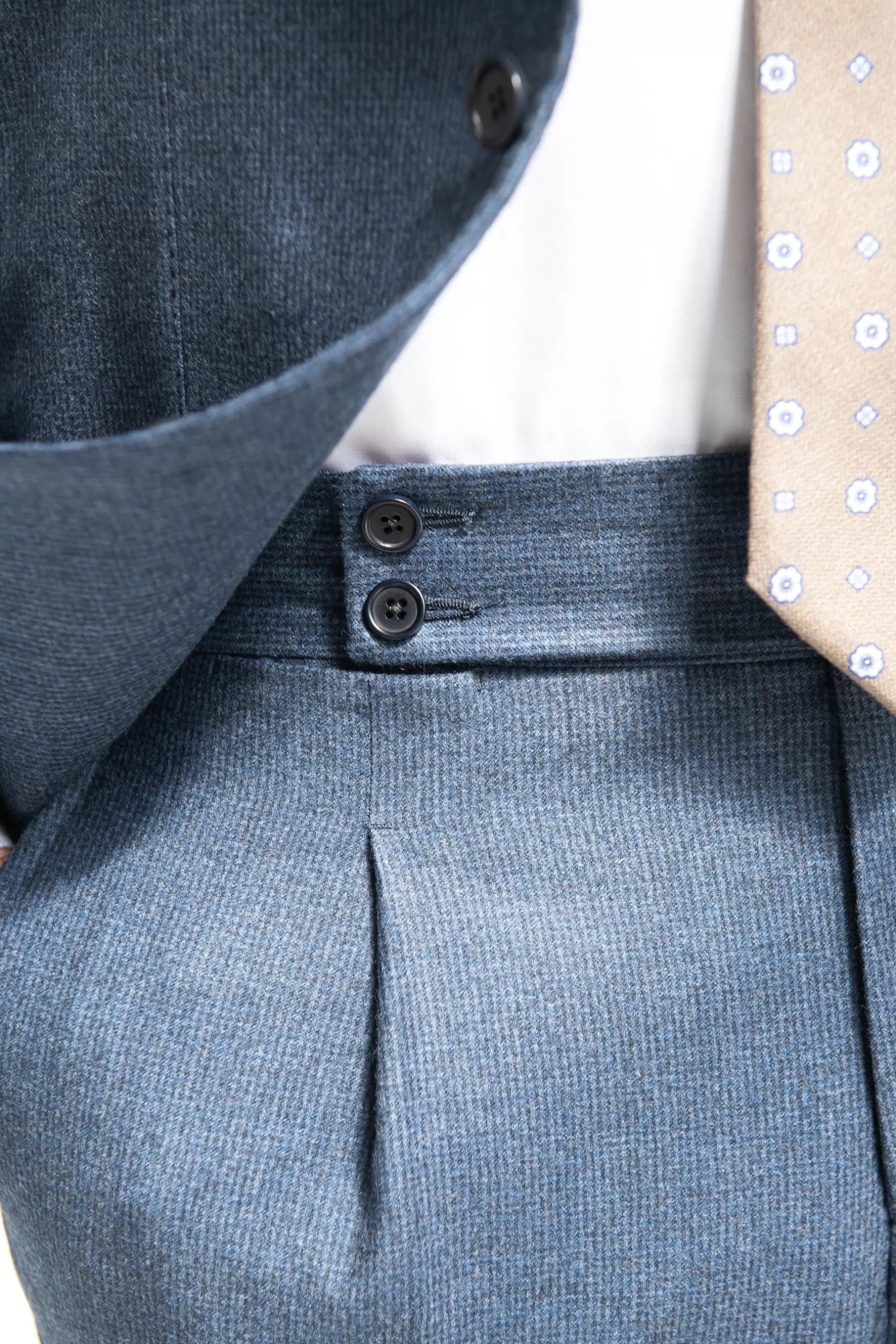 Clearance Pini Parma Completo Pied De Poule Blu " Soragna Capsule Collection" - Made In Italy