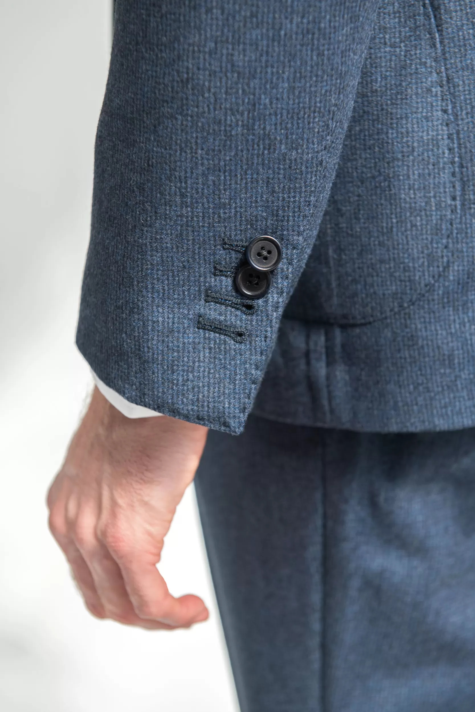 Clearance Pini Parma Completo Pied De Poule Blu " Soragna Capsule Collection" - Made In Italy