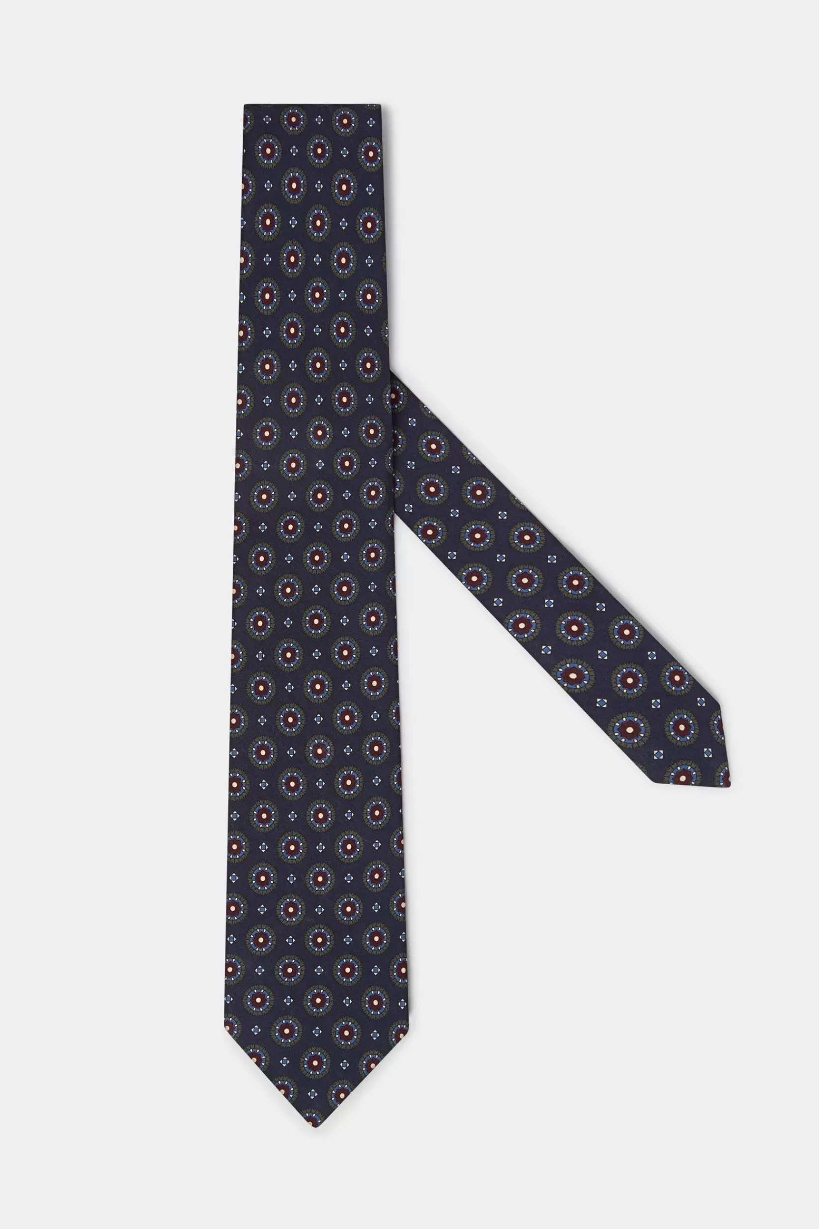 Hot Pini Parma Cravatta In Seta Fantasia Blu Navy - Made In Italy