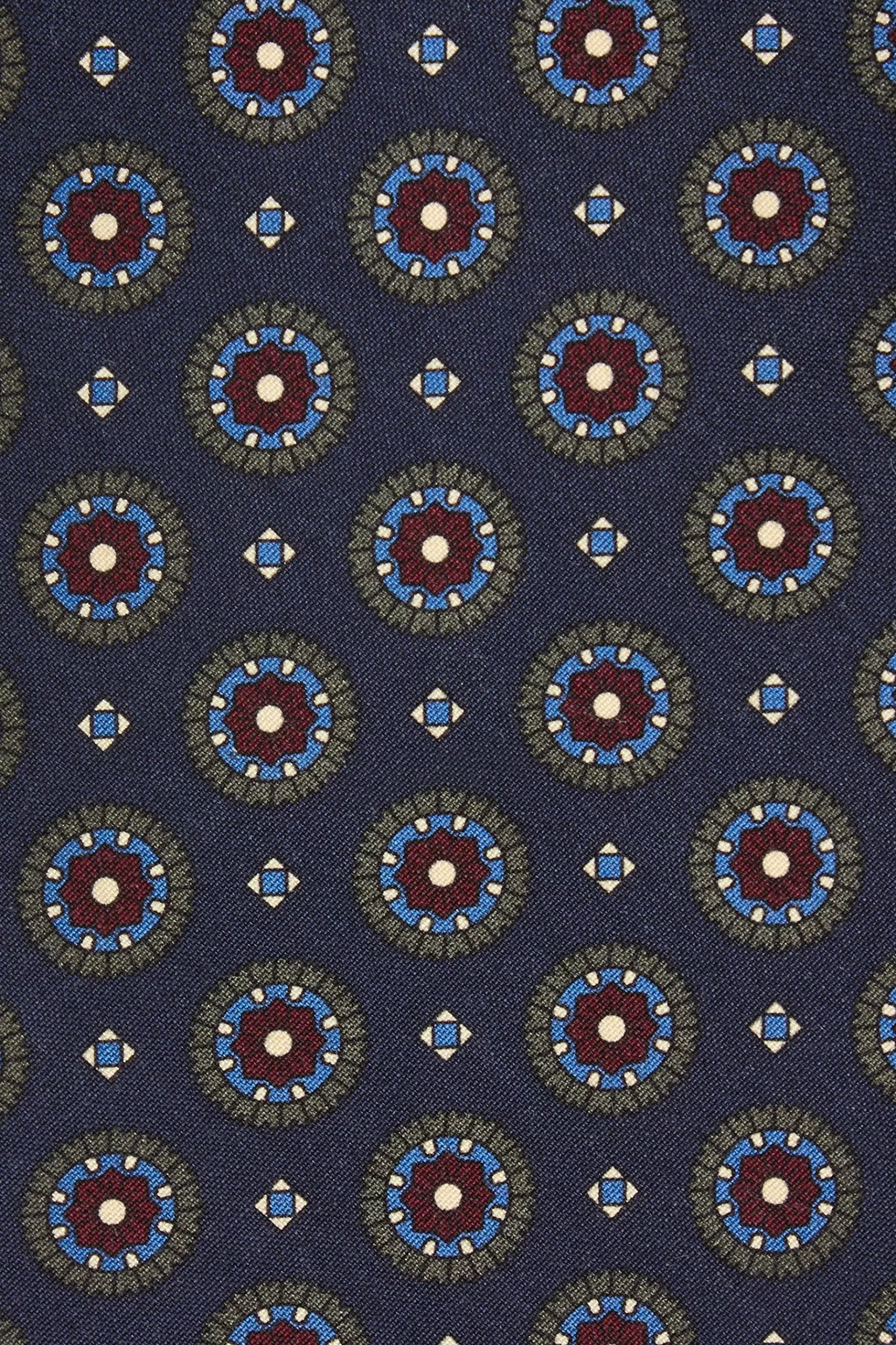 Hot Pini Parma Cravatta In Seta Fantasia Blu Navy - Made In Italy
