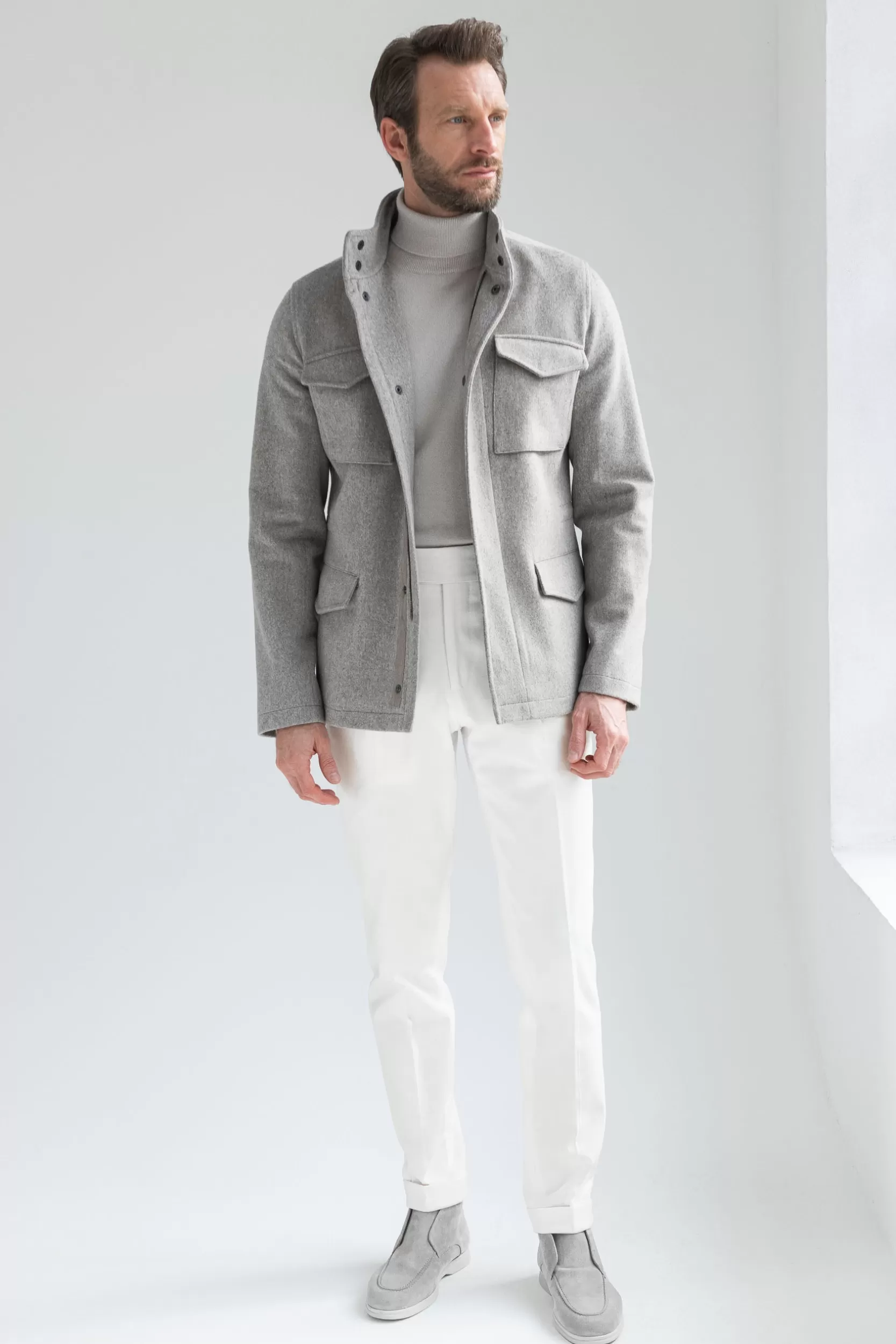 Cheap Pini Parma Field Jacket Beige In Tessuto Loro Piana - Made In Italy