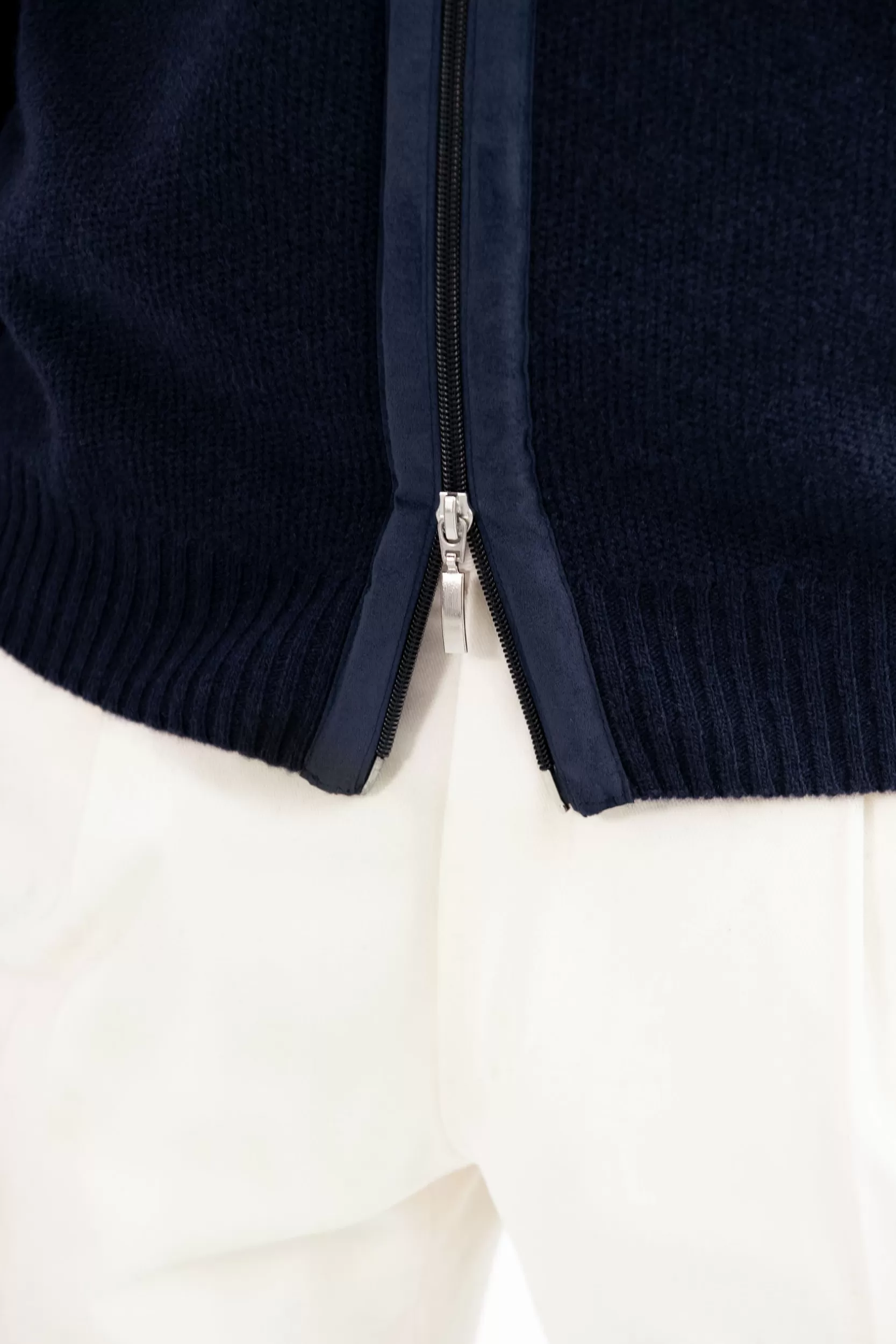 Sale Pini Parma Full Zip In Misto Cashmere Nido D'ape – Made In Italy Blu