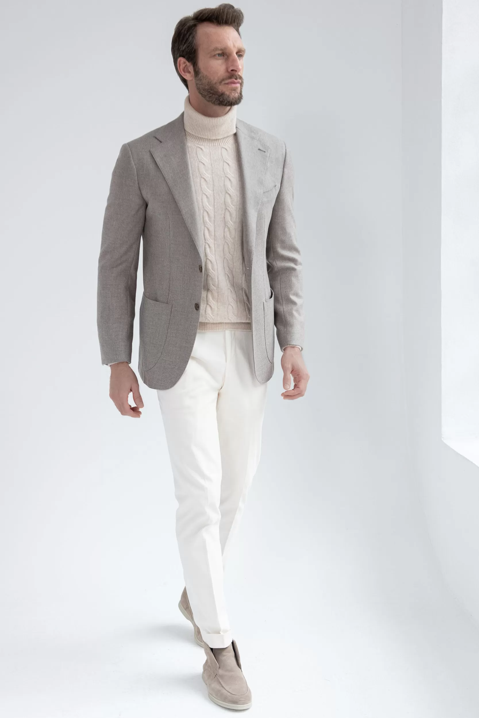 Best Sale Pini Parma Giacca In Lana E Cashmere Loro Piana - Made In Italy Beige