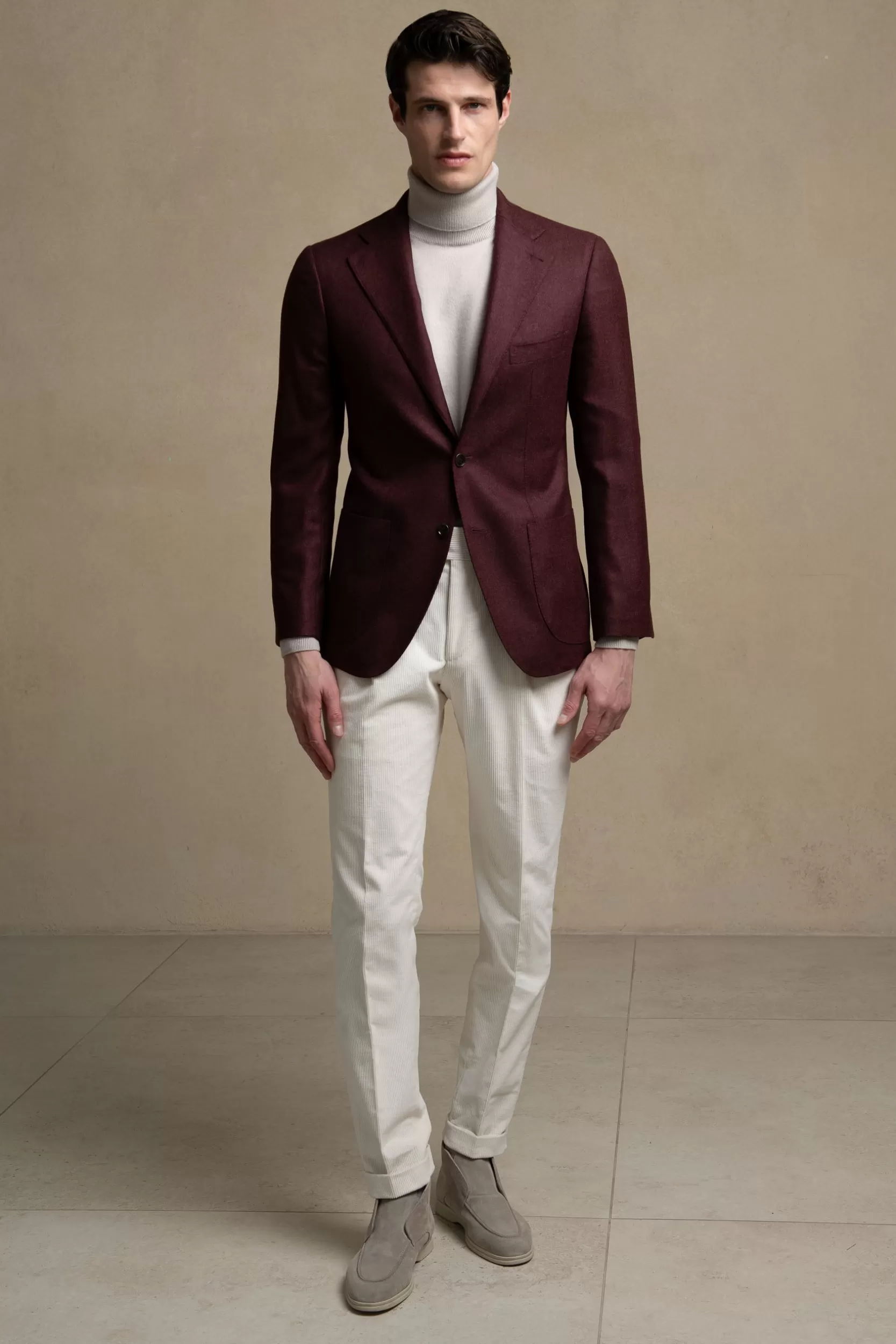 Discount Pini Parma Giacca Bordeaux In Lana E Cashmere Loro Piana - Made In Italy Borgogna
