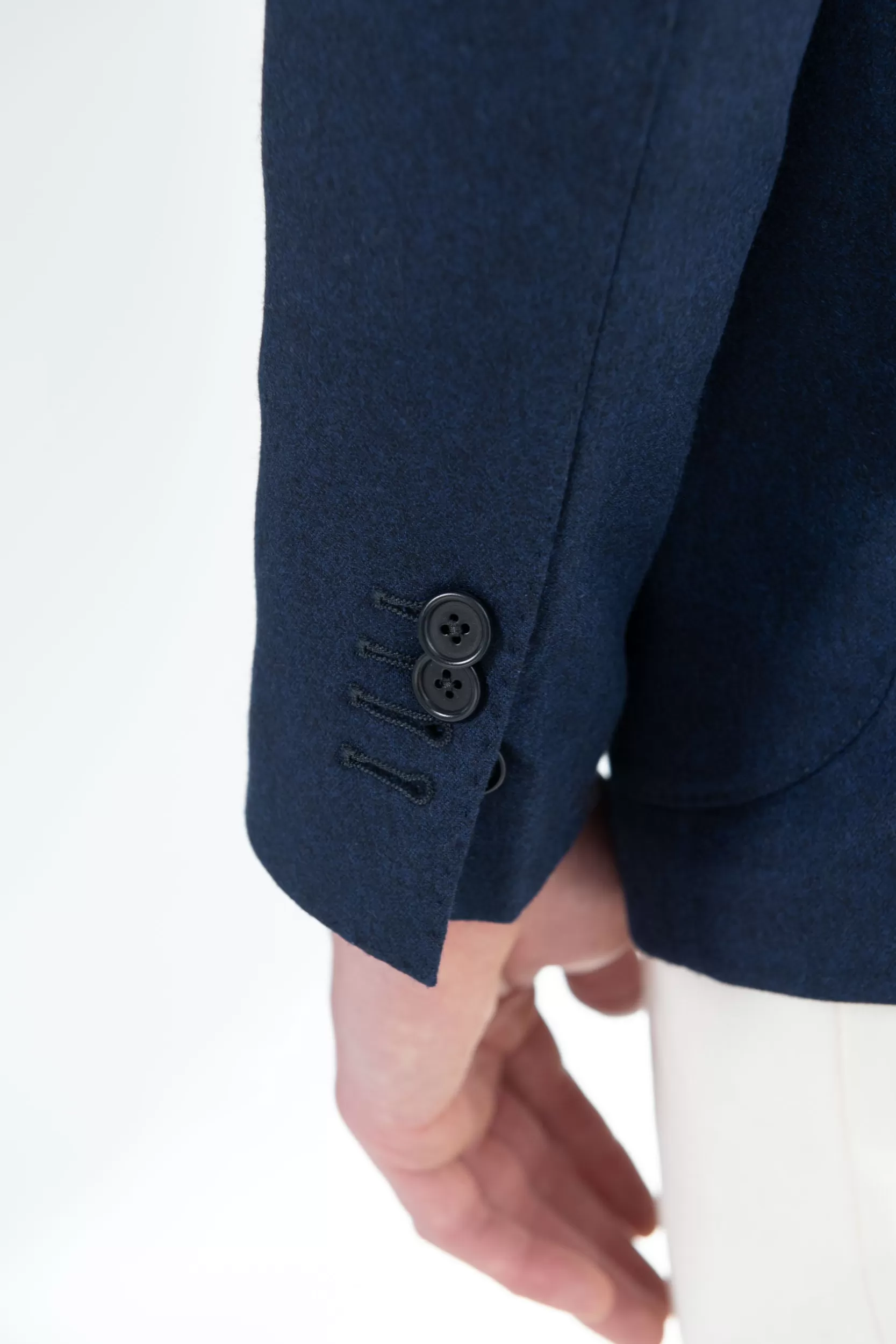Clearance Pini Parma Giacca Doppiopetto Flanella Blu - Made In Italy