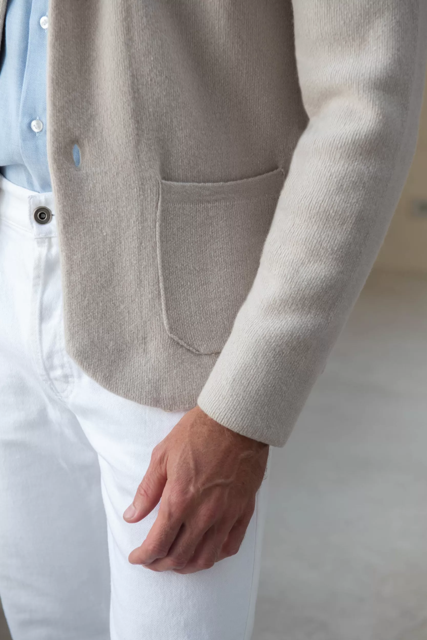 Cheap Pini Parma Giacca In Maglia – Lana E Cashmere – Made In Italy Stone