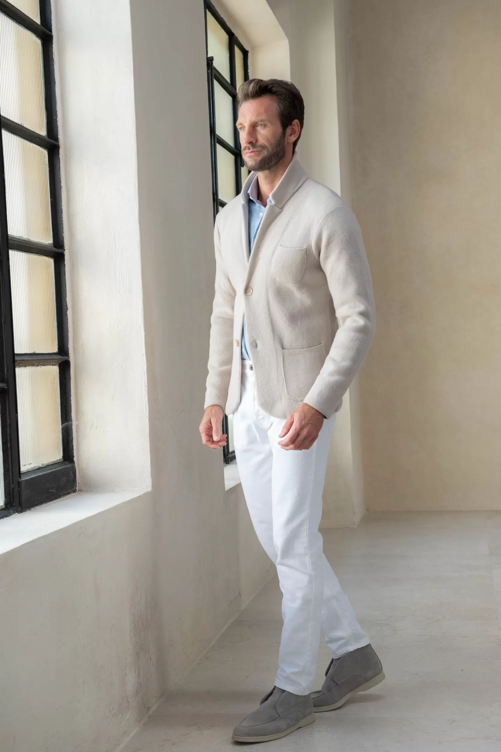 Cheap Pini Parma Giacca In Maglia – Lana E Cashmere – Made In Italy Stone