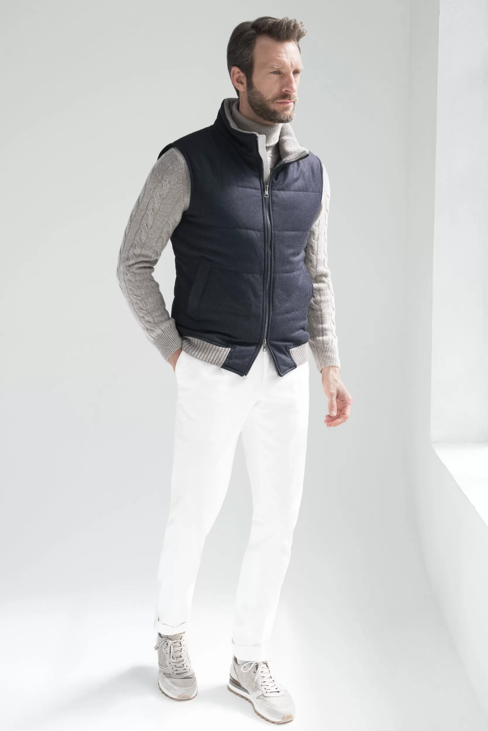 Fashion Pini Parma Gilet In Piumino In Lana E Cashmere Loro Piana – Made In Italy Blu