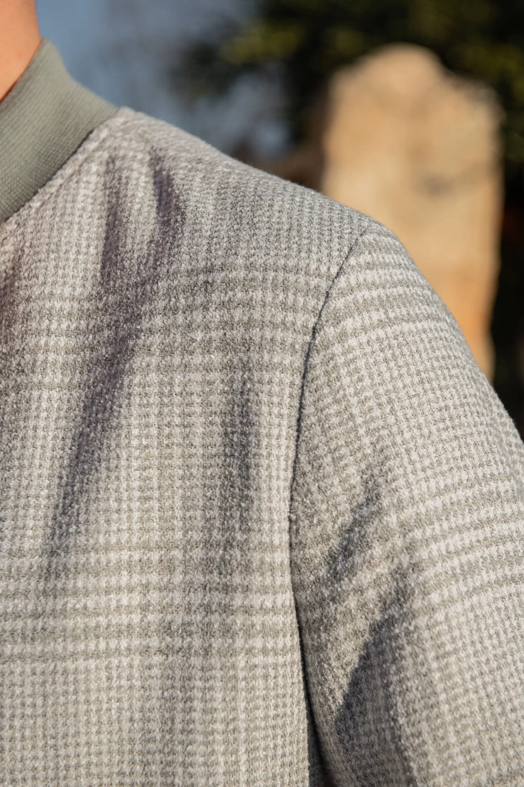 Outlet Pini Parma Giubbotto Bomber Grigio Chiaro In Principe Di Galles – Made In Italy