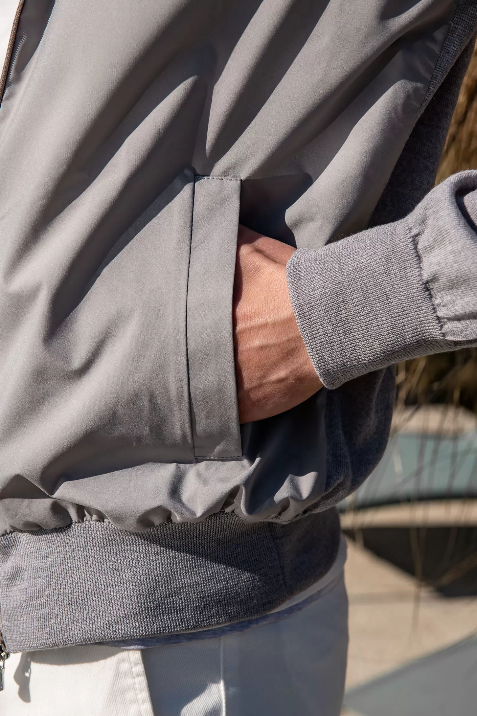 Online Pini Parma Giubbotto Bomber In Maglia E Nylon Chiaro – Made In Italy Grigio