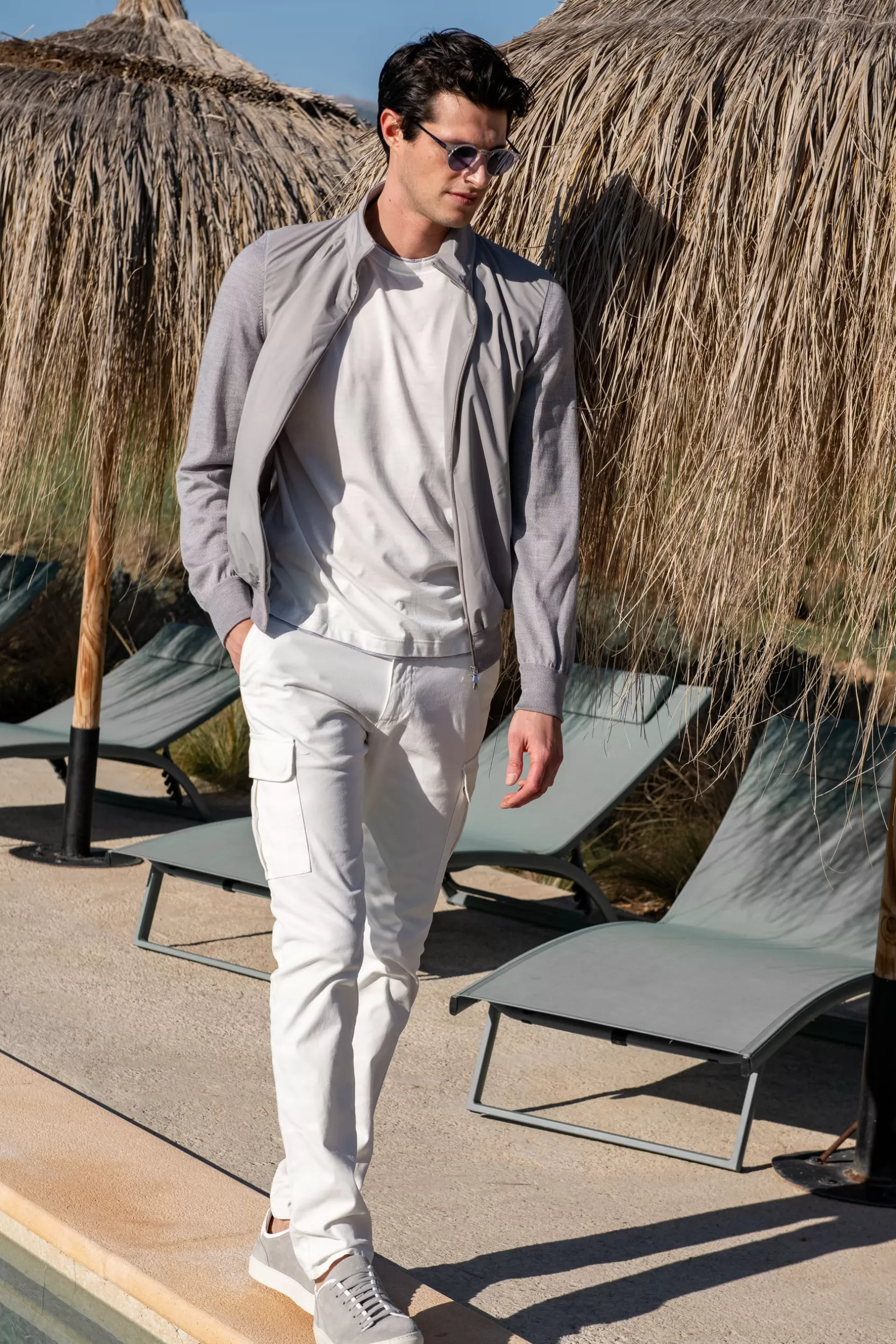 Online Pini Parma Giubbotto Bomber In Maglia E Nylon Chiaro – Made In Italy Grigio