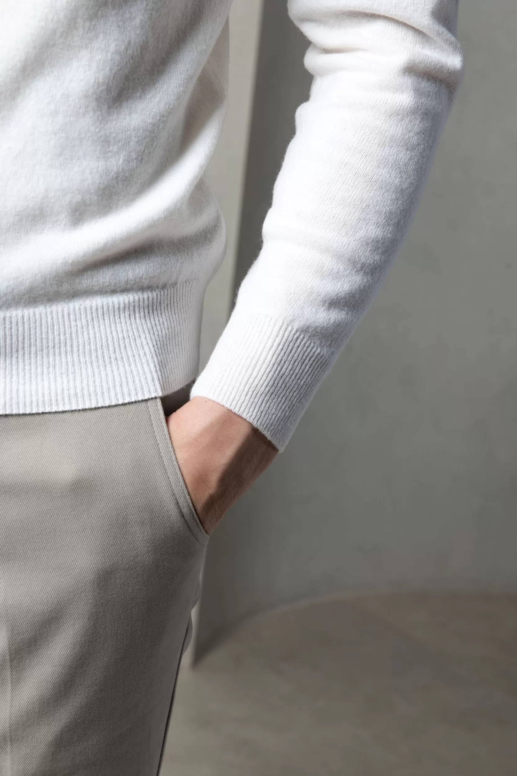 Flash Sale Pini Parma Mezza Zip In Lana E Cashmere Off-white - Made In Italy Bianco