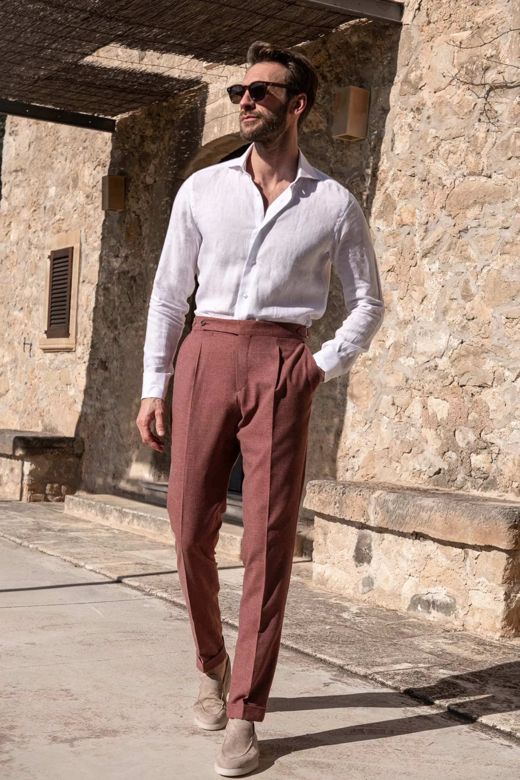 Shop Pini Parma Pantalone Corallo Biella - Made In Italy