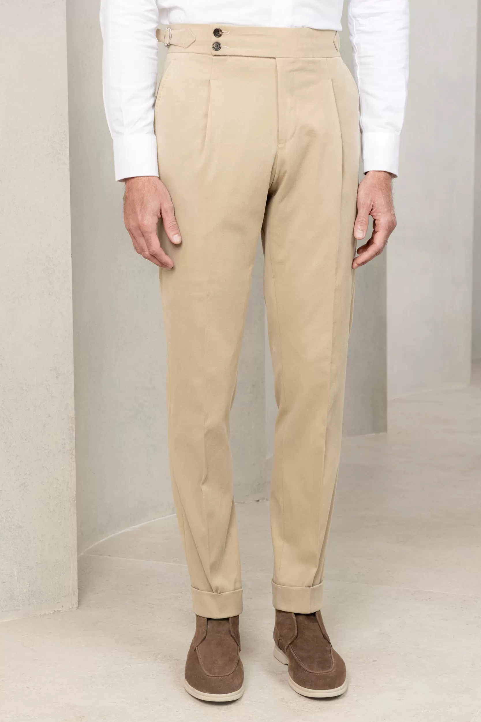 Discount Pini Parma Pantalone In Cotone Beige " Soragna Capsule Collection" - Made In Italy