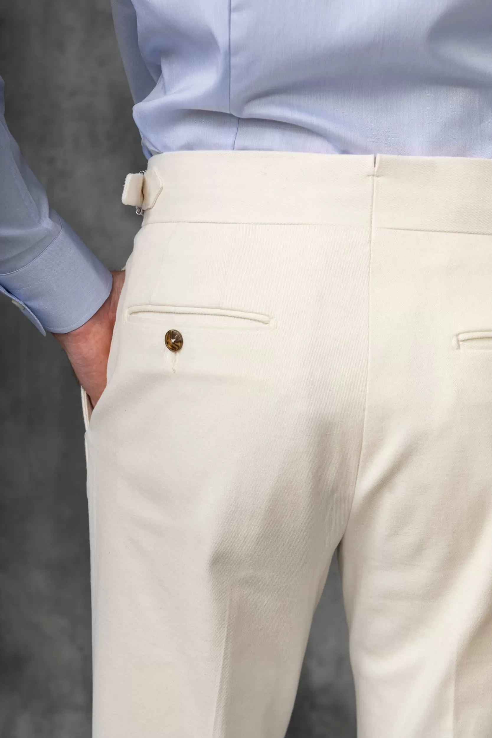 Store Pini Parma Pantaloni In Cotone Off-white " Soragna Capsule Collection" - Made In Italy Bianco