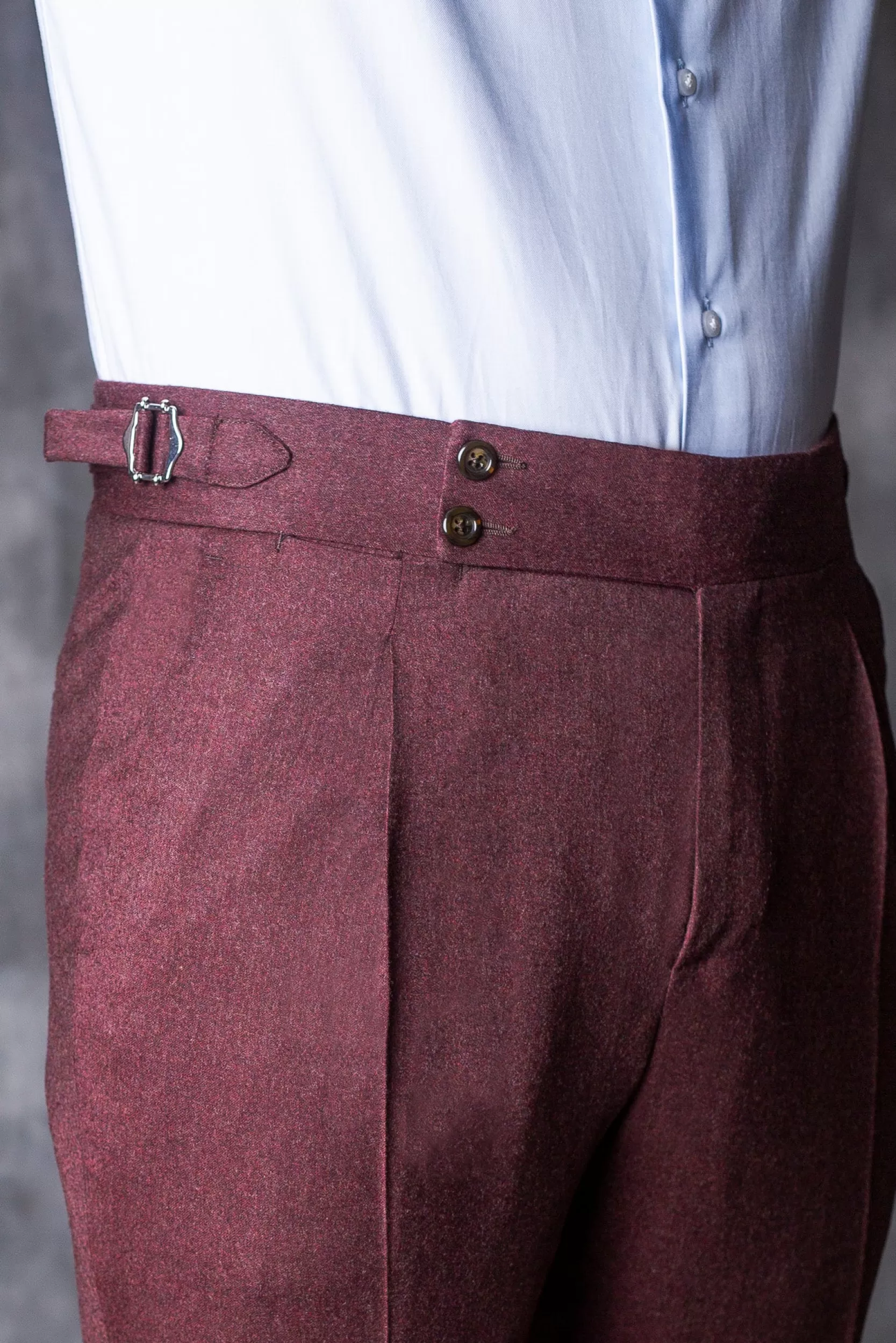 New Pini Parma Pantaloni In Flanella Bordeaux " Soragna Capsule Collection" – Made In Italy Borgogna