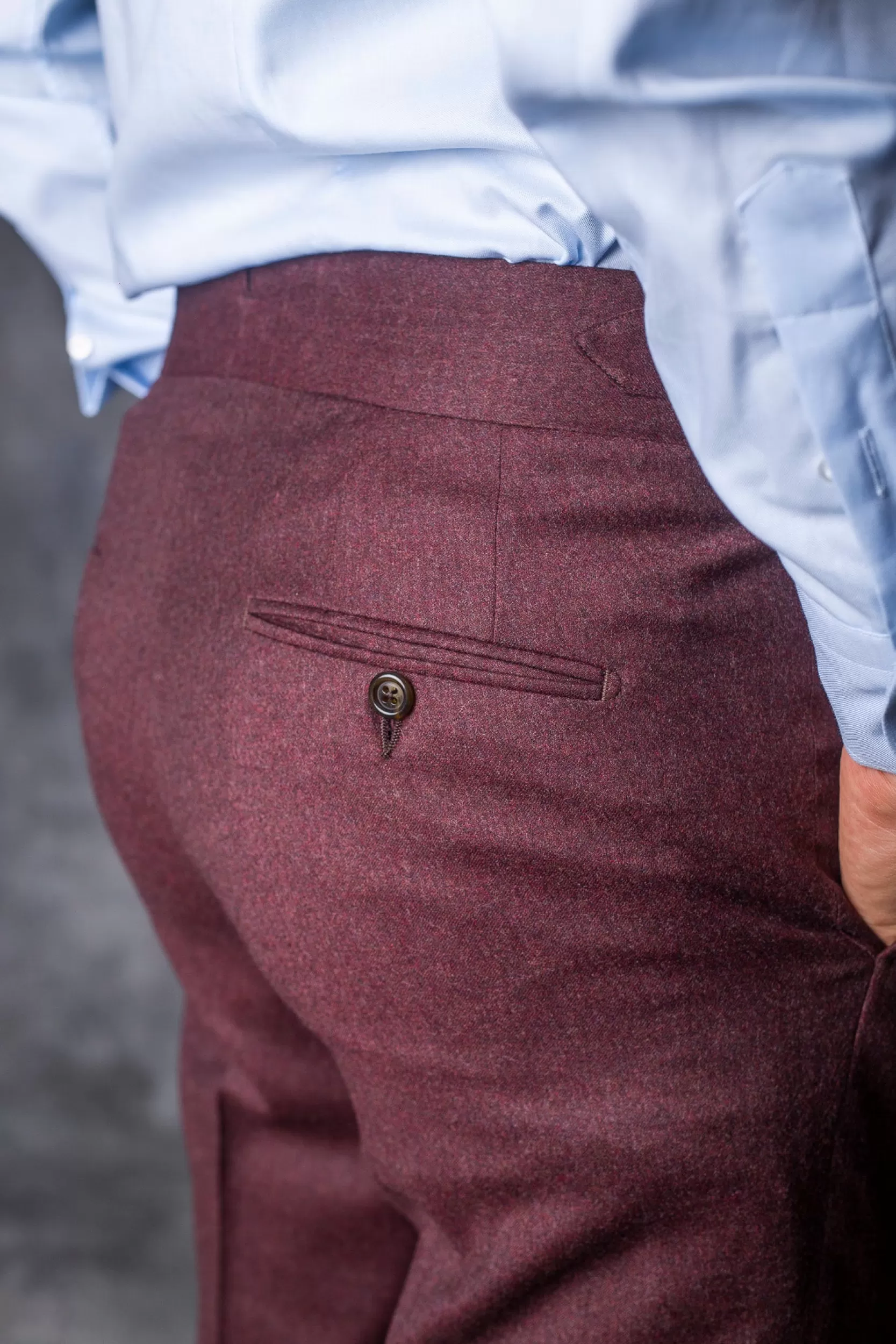 New Pini Parma Pantaloni In Flanella Bordeaux " Soragna Capsule Collection" – Made In Italy Borgogna