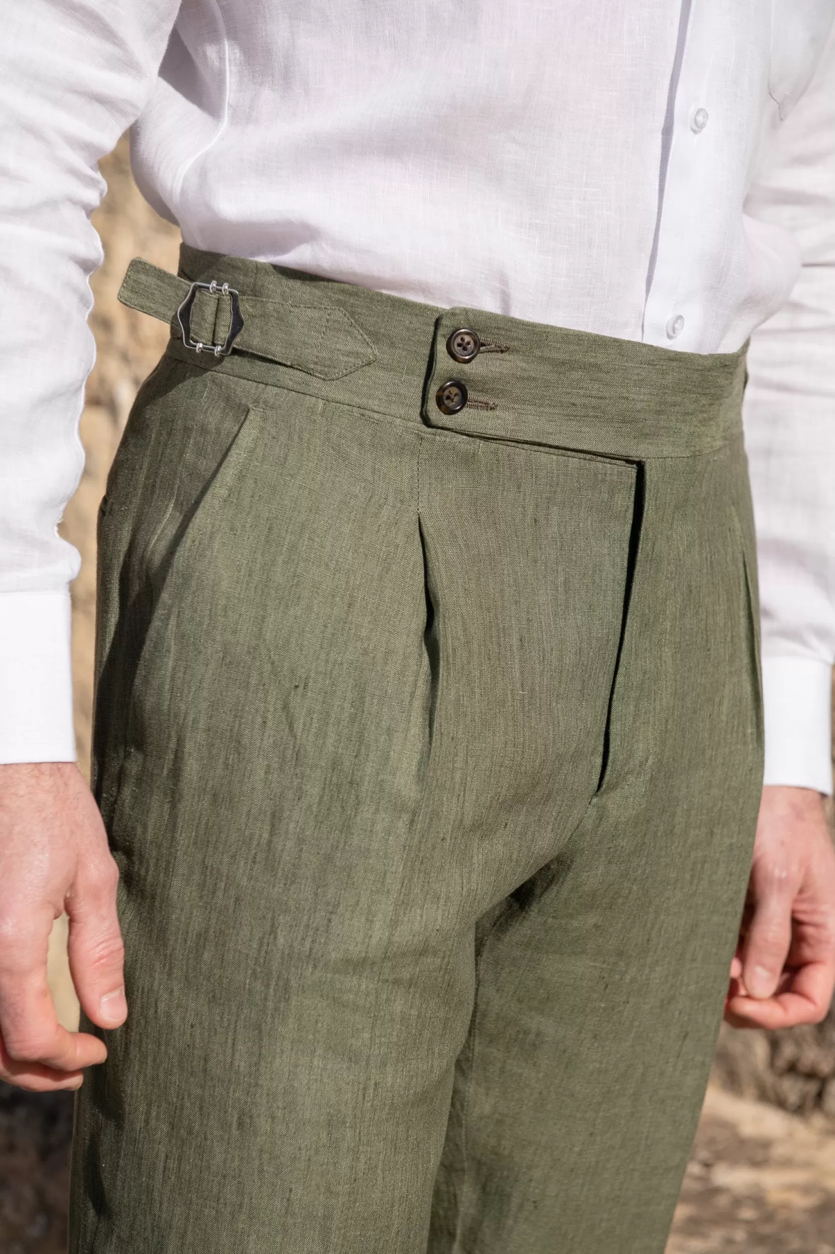 Best Sale Pini Parma Pantaloni In Lino " Soragna Capsule Collection" - Made In Italy Verde