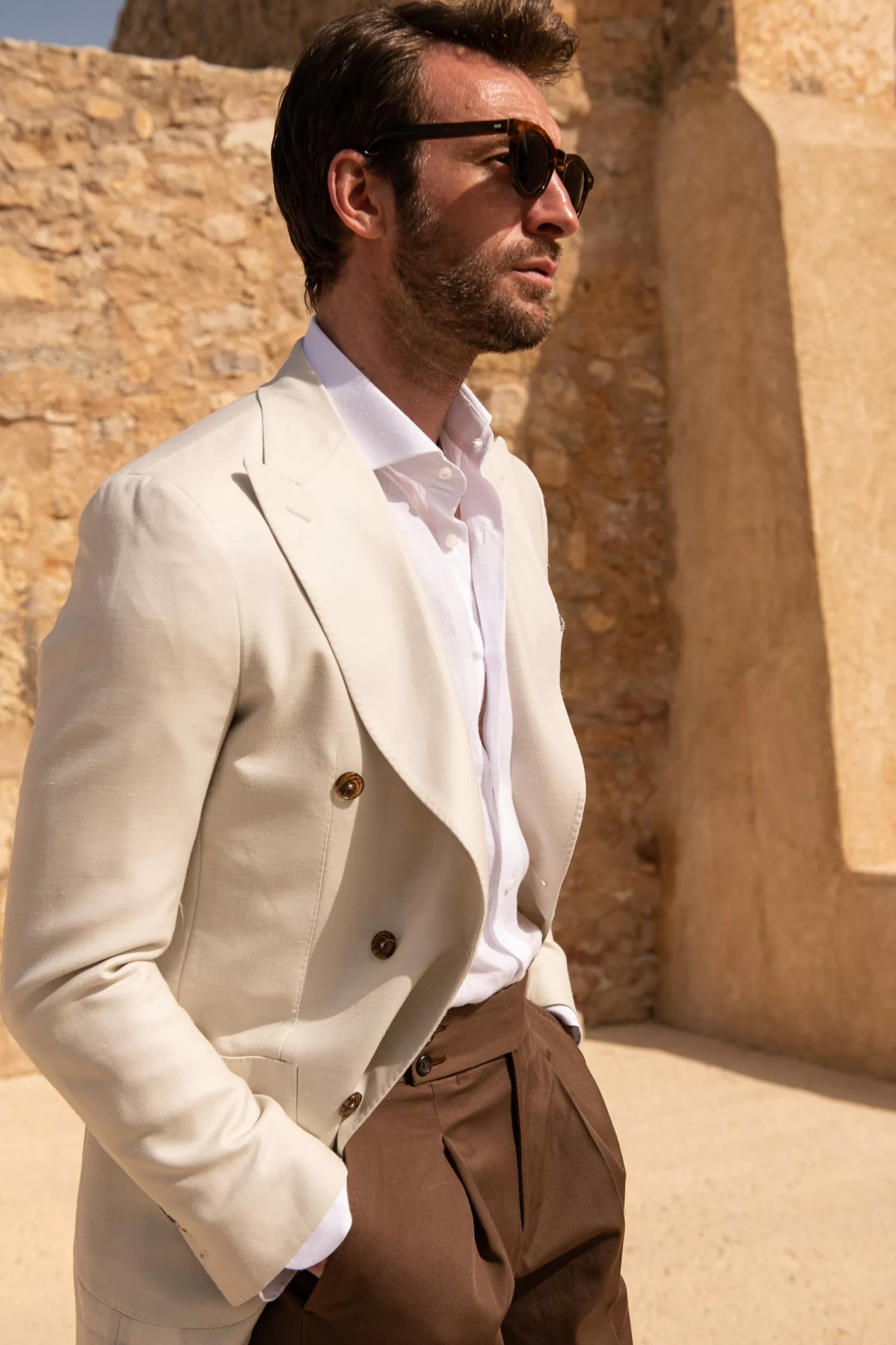 Discount Pini Parma Pantaloni Soragna In Cotone - Made In Italy Marrone