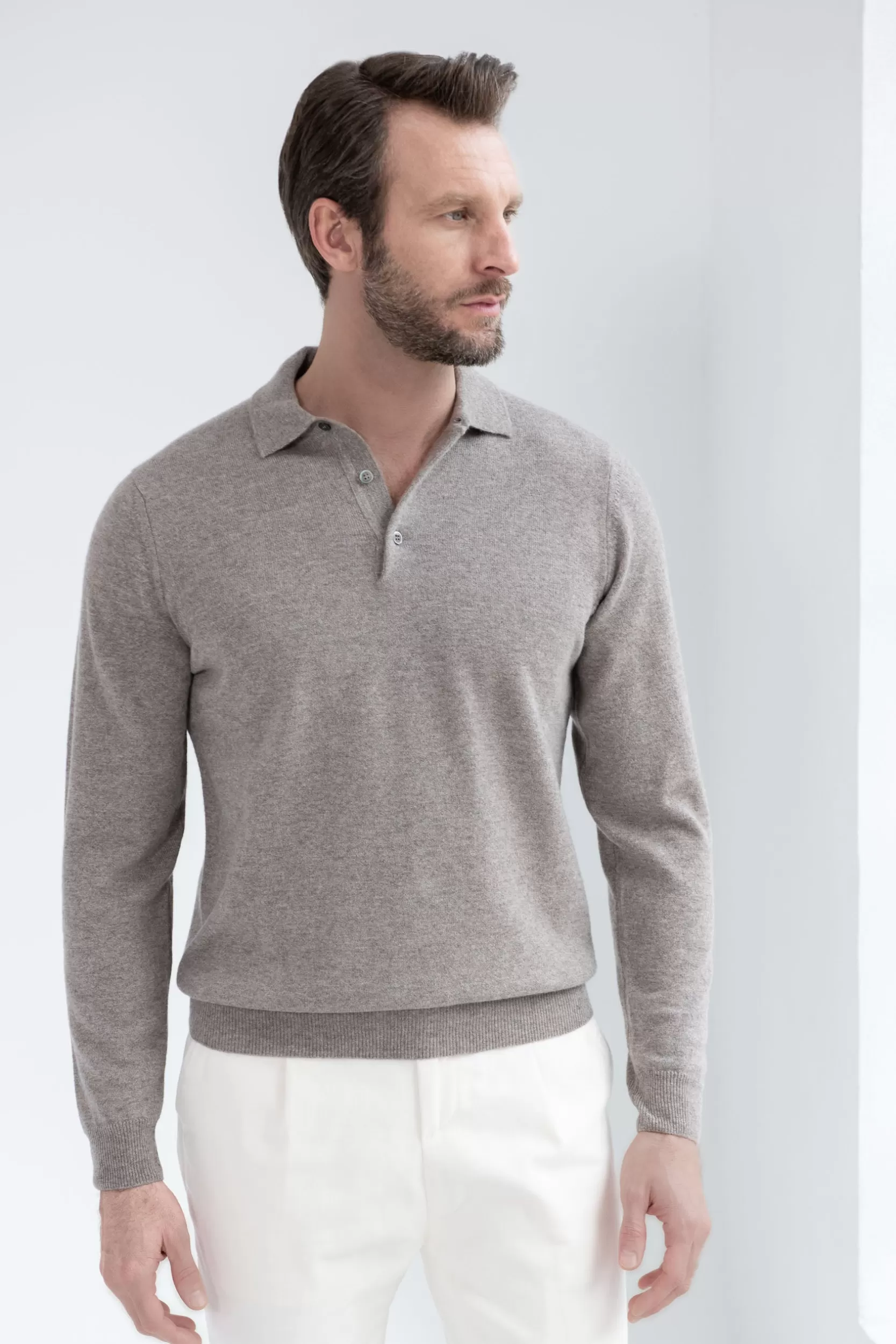 Sale Pini Parma Polo In Cashmere Color Tortora – Made In Italy Talpa