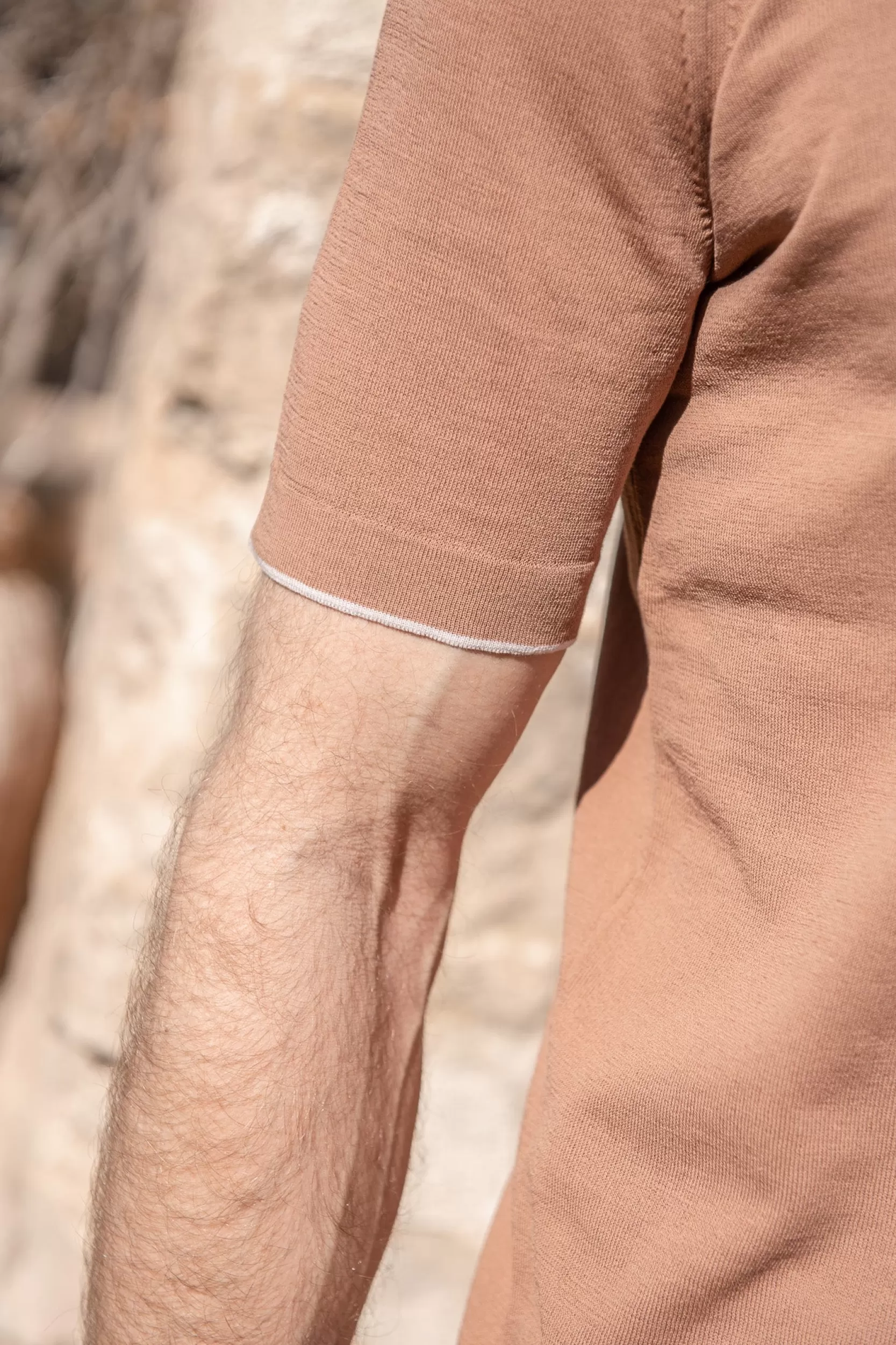 Fashion Pini Parma T-shirt In Cotone Lavorato A Maglia Rusty - Made In Italy Arrugginito