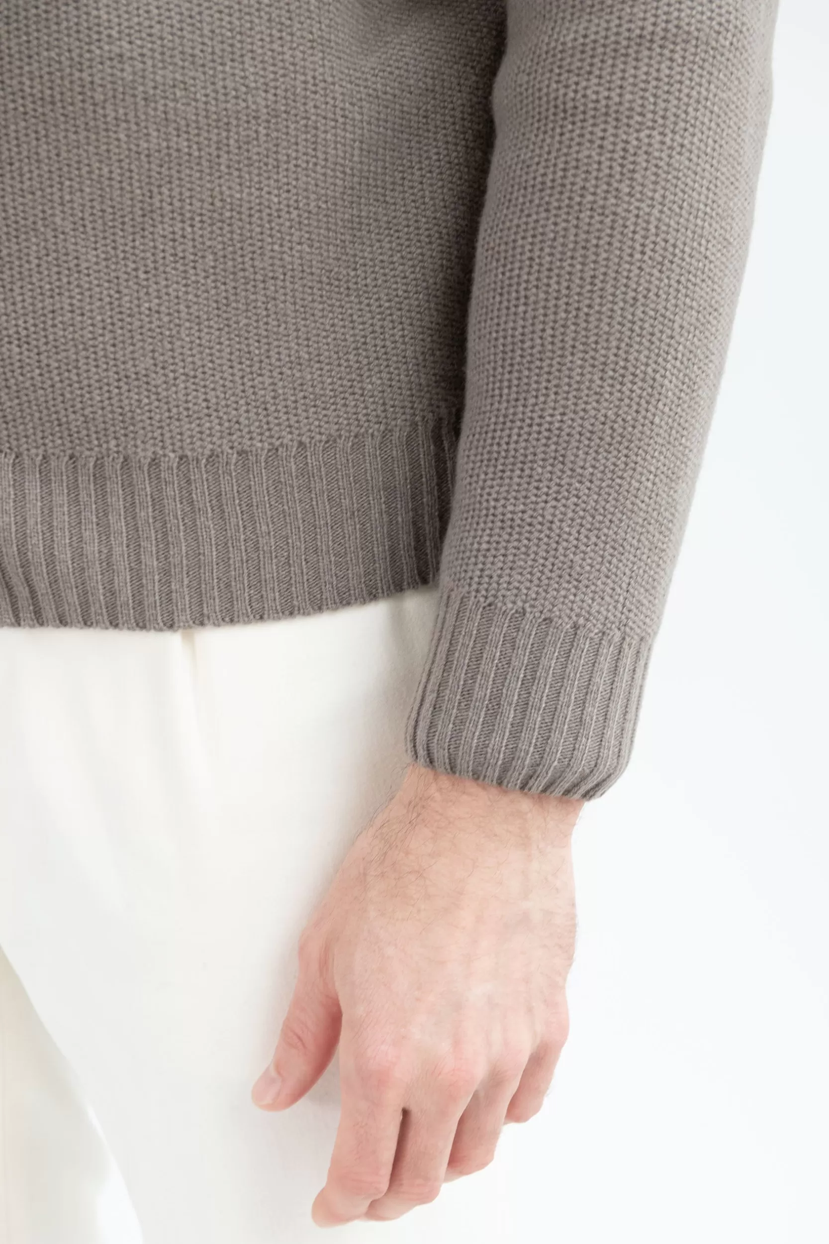 Shop Pini Parma Zip Intera In Misto Cashmere Nido D'ape Tortora – Made In Italy Talpa